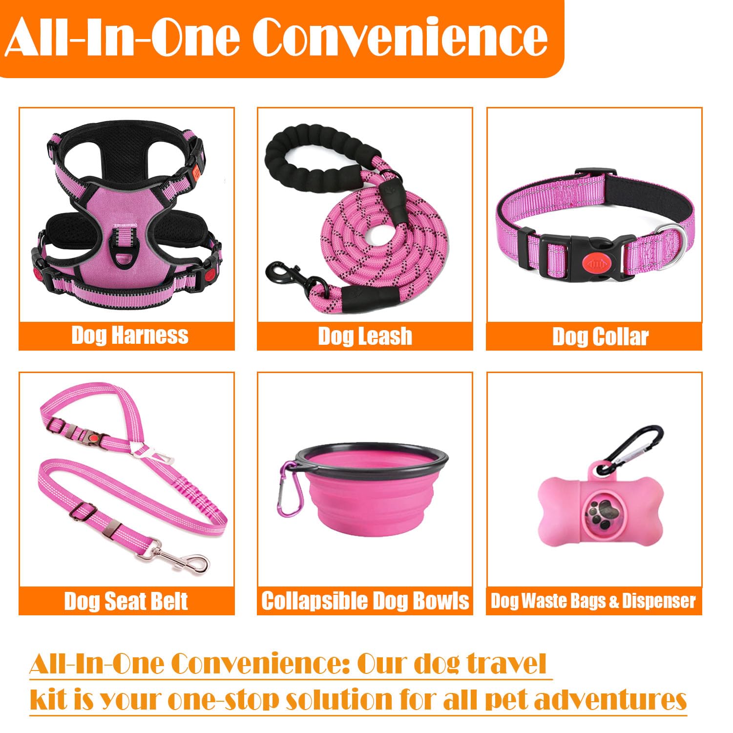 Lobeve No Pull Dog Harness, Collar & Leash Set | Includes Dog Seat Belt, Collapsible Bowls & Poop Bag Dispenser. Ideal For Train
