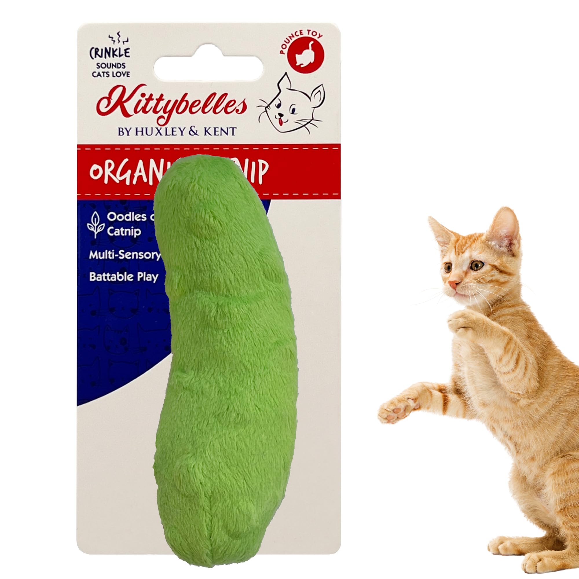 Huxley & Ket Plush Cat Toy | Pickle | Snack Attack Strong Catnip Filled Cat Toy | Plush Interactive Kitten And Cat Toy With Catnip And Crinkle | Kittybelles