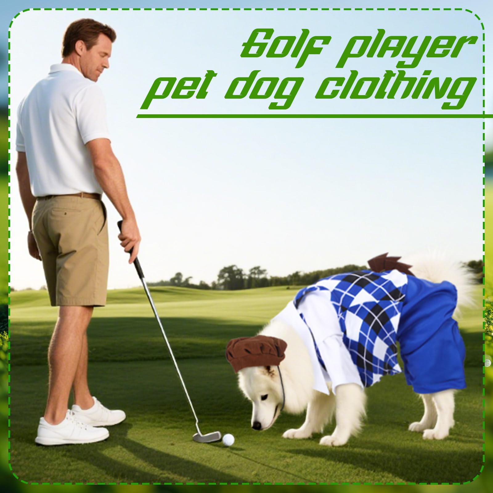 Dog Golf Costume with Golf Bag and Clubs Halloween Funny Pet Costumes Dog Cosplay Outfits Halloween Holiday Pet Party Supplies f