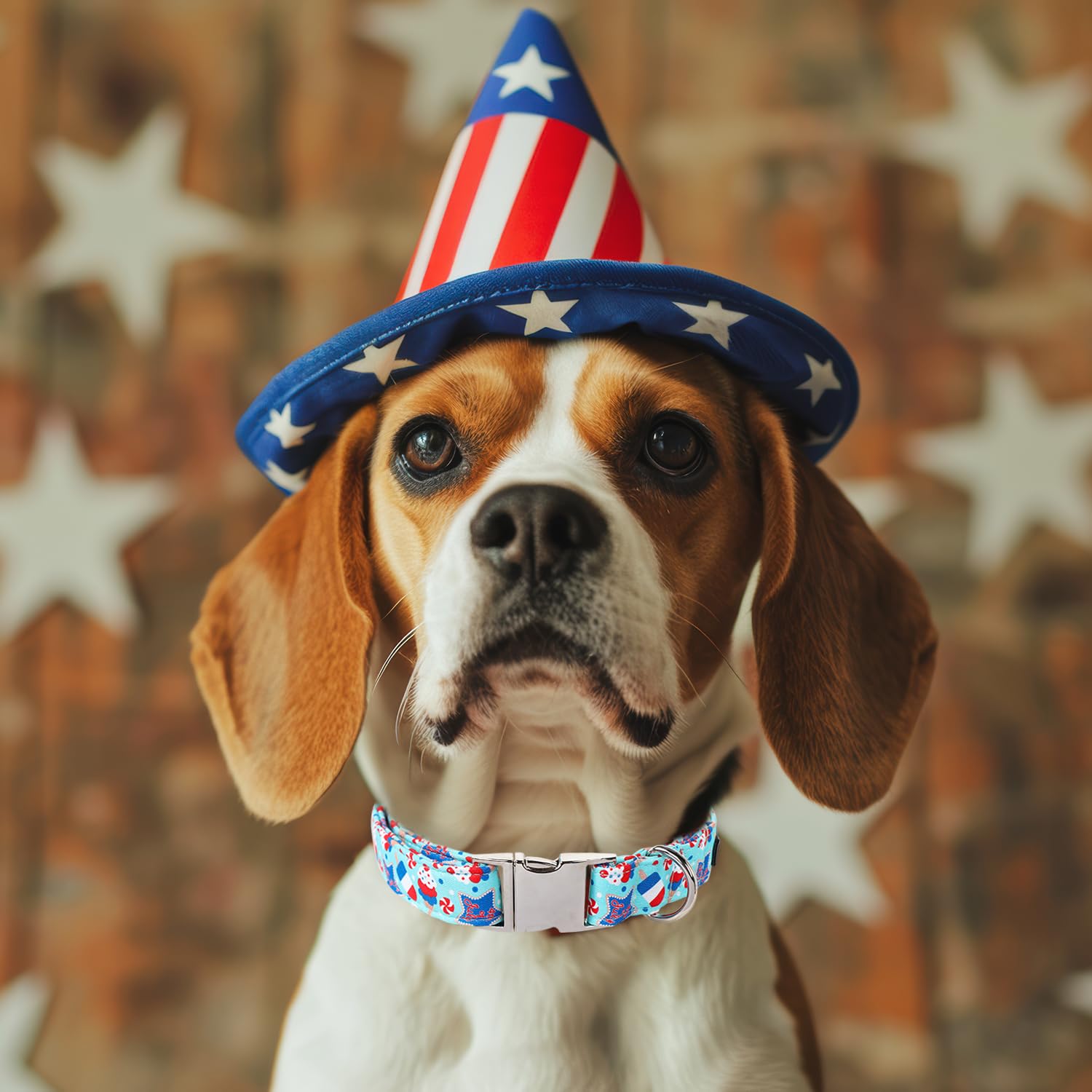 Maca Bates 4Th Of July Basic Dog Collar American Flag Usa Patriotic 4 Of 7 Dogs Collars Adjustable Soft Blue Independence Day Gi