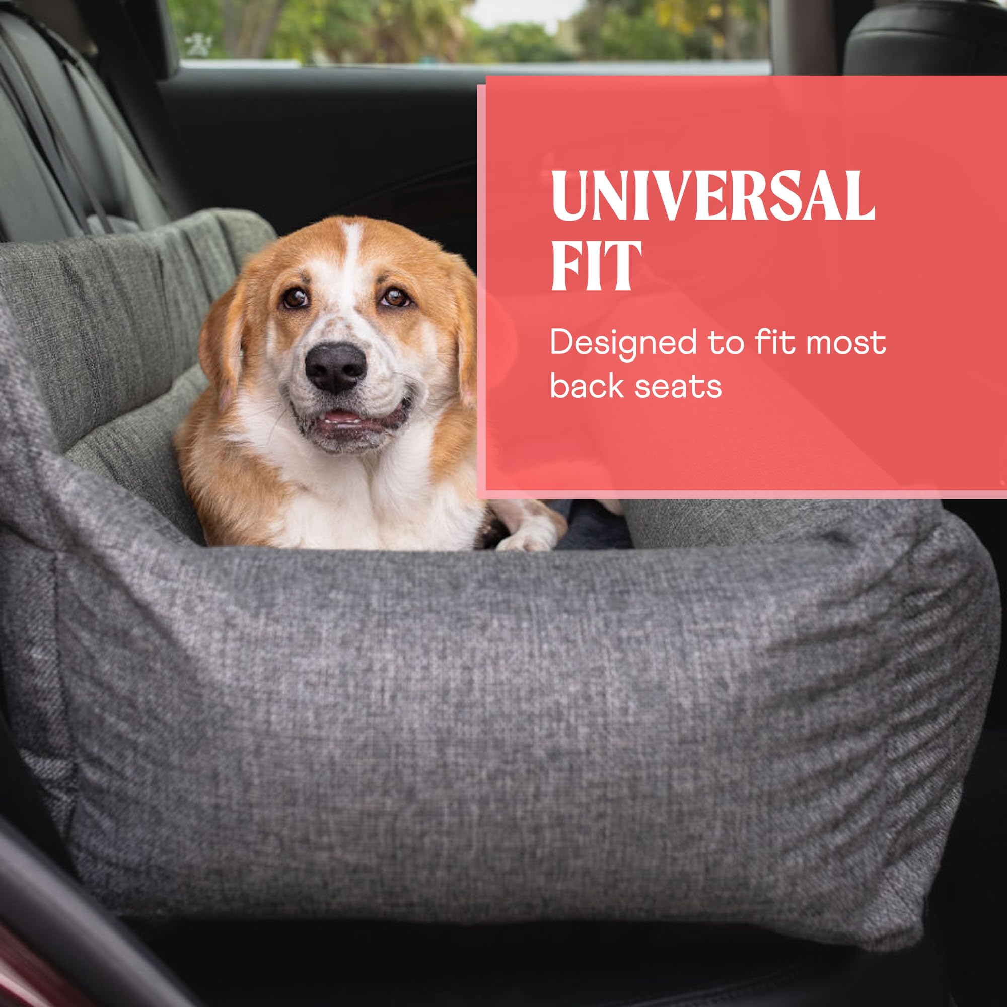 Paw Brands Dog Car Full Backseat Bed - Memory Foam Pet Travel Bed For Back Seat