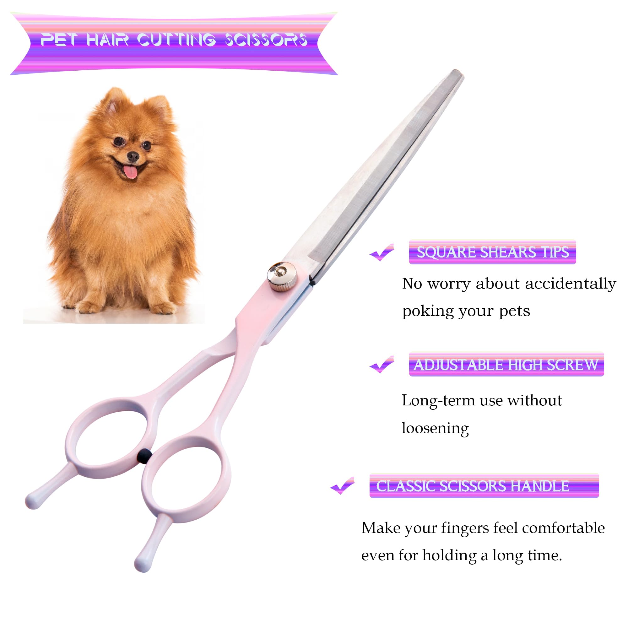 Dog Grooming Scissors Kit, Fcysy Professional Dog Trimming Scissors Set, Hair Cutting Curved Thinning Shears For Pet Cat At Home