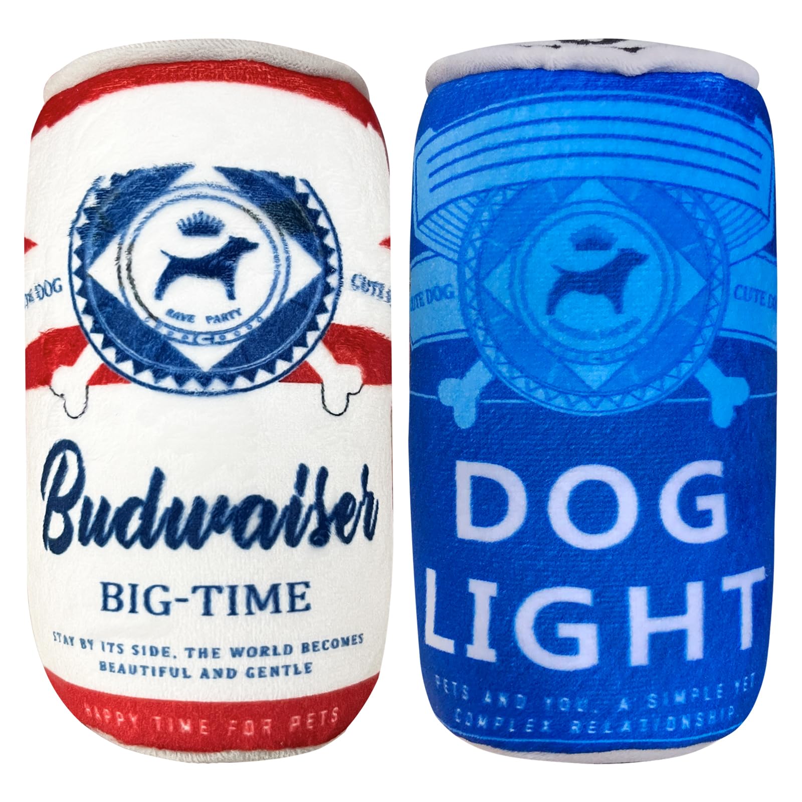 XIGGA Fun Squeaky Plush Interactive Teething Chewing Dog Toys, Canned Beer Shaped Trend Great Value for Small, Medium & Large Do