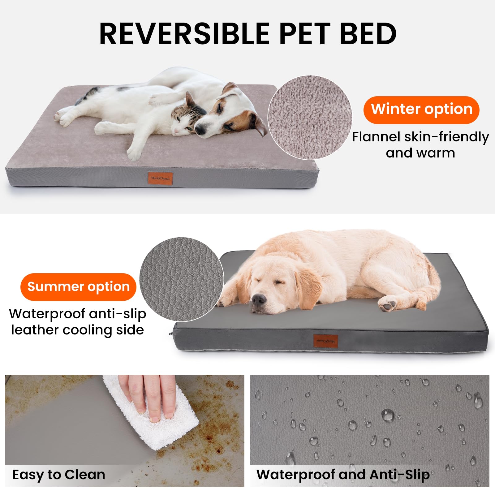 Waterproof Dog Bed For Medium Sized Dogs, Orthopedic Washable Crate Pad 29 Inch, Egg Crate Foam Pet Bed Mat With Removable Cover
