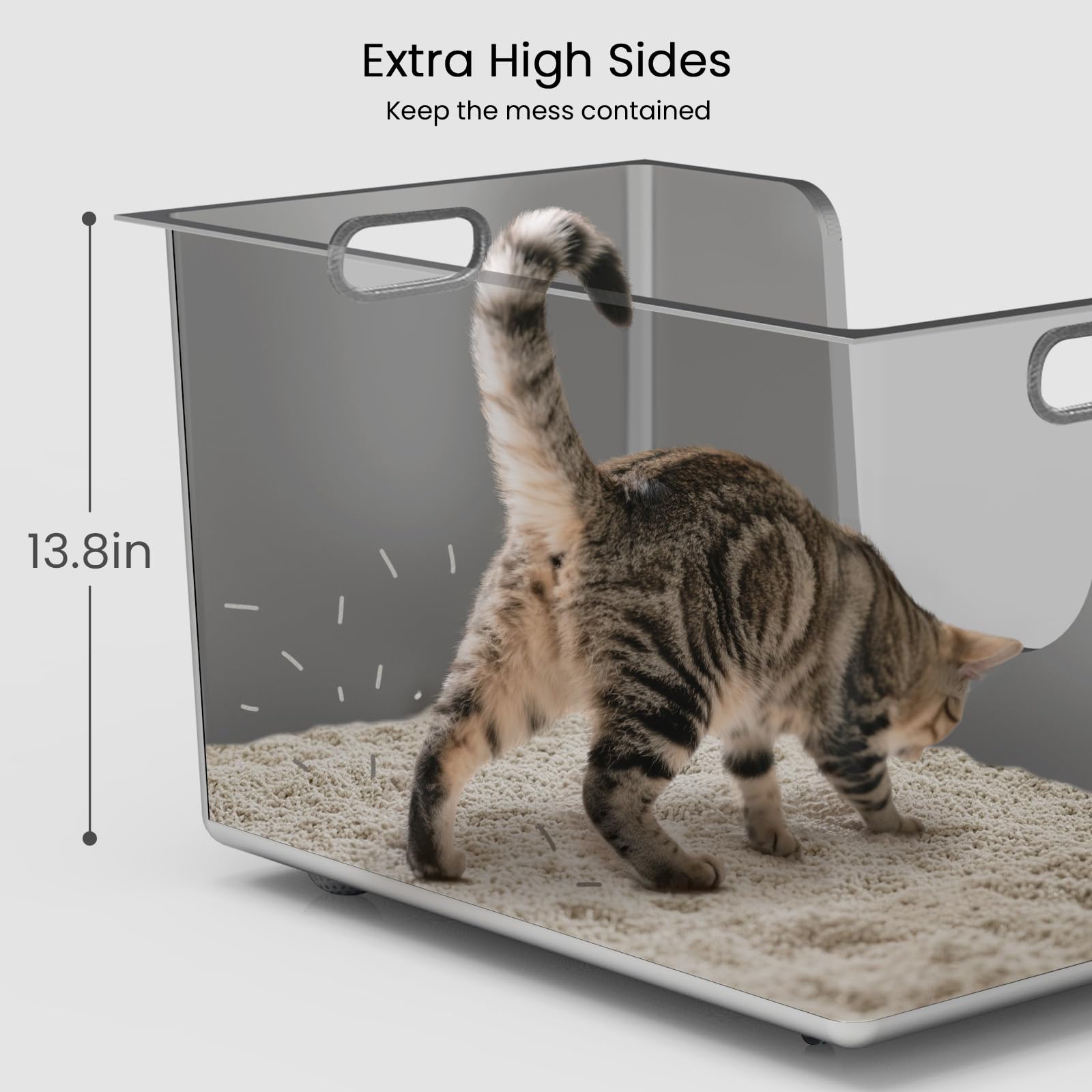 Ptlom Stainless Steel Extra Large Cat Litter Box 22.8"x14.9"x13.8", Silver, Anti-Leakage, Easy Clean, with Wheels for Mobility