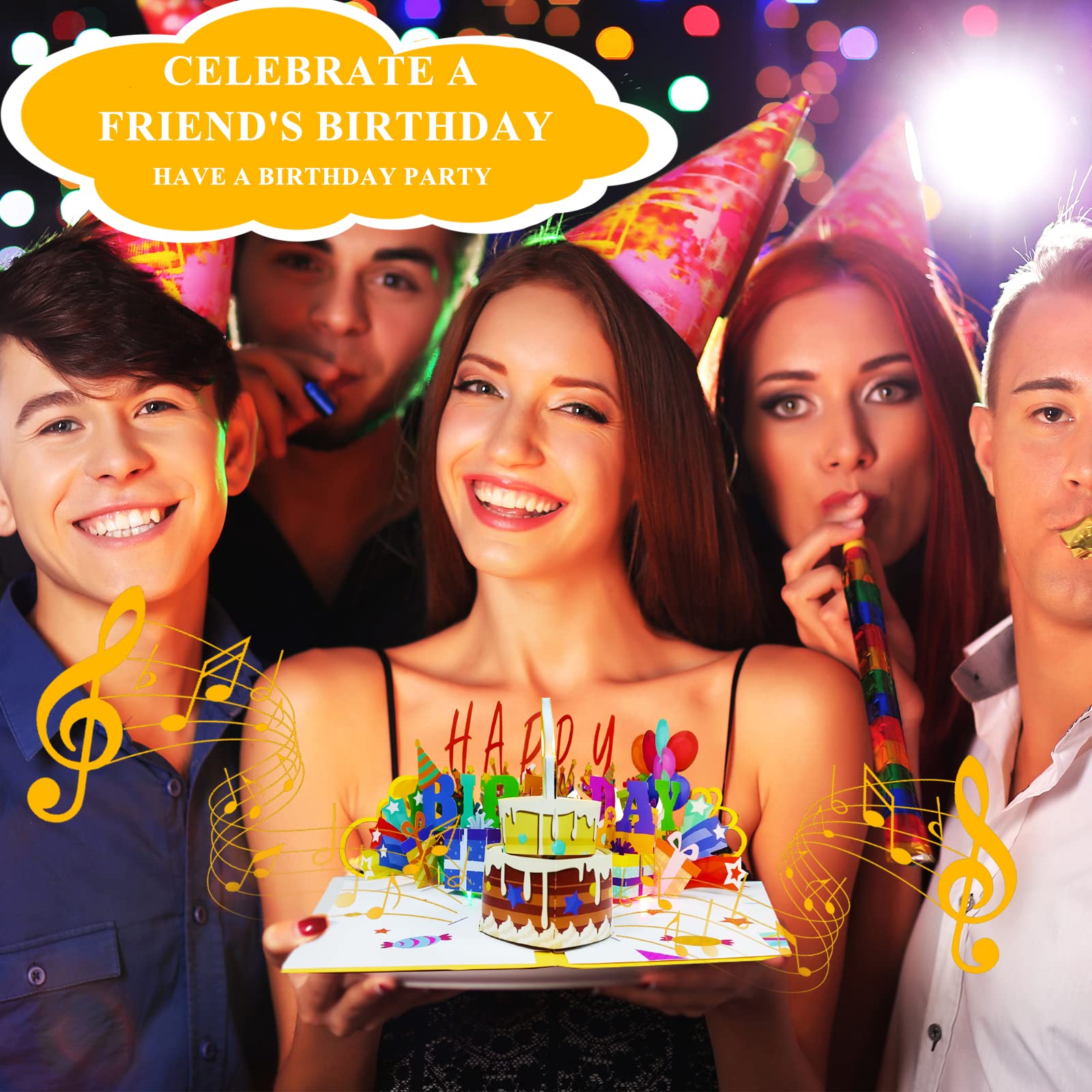 Birthday Card,Musical Birthday Cards With Light And Music, Blowable, 3D Birthday Popup Card,Birthday Card For Women- Plays Hit S