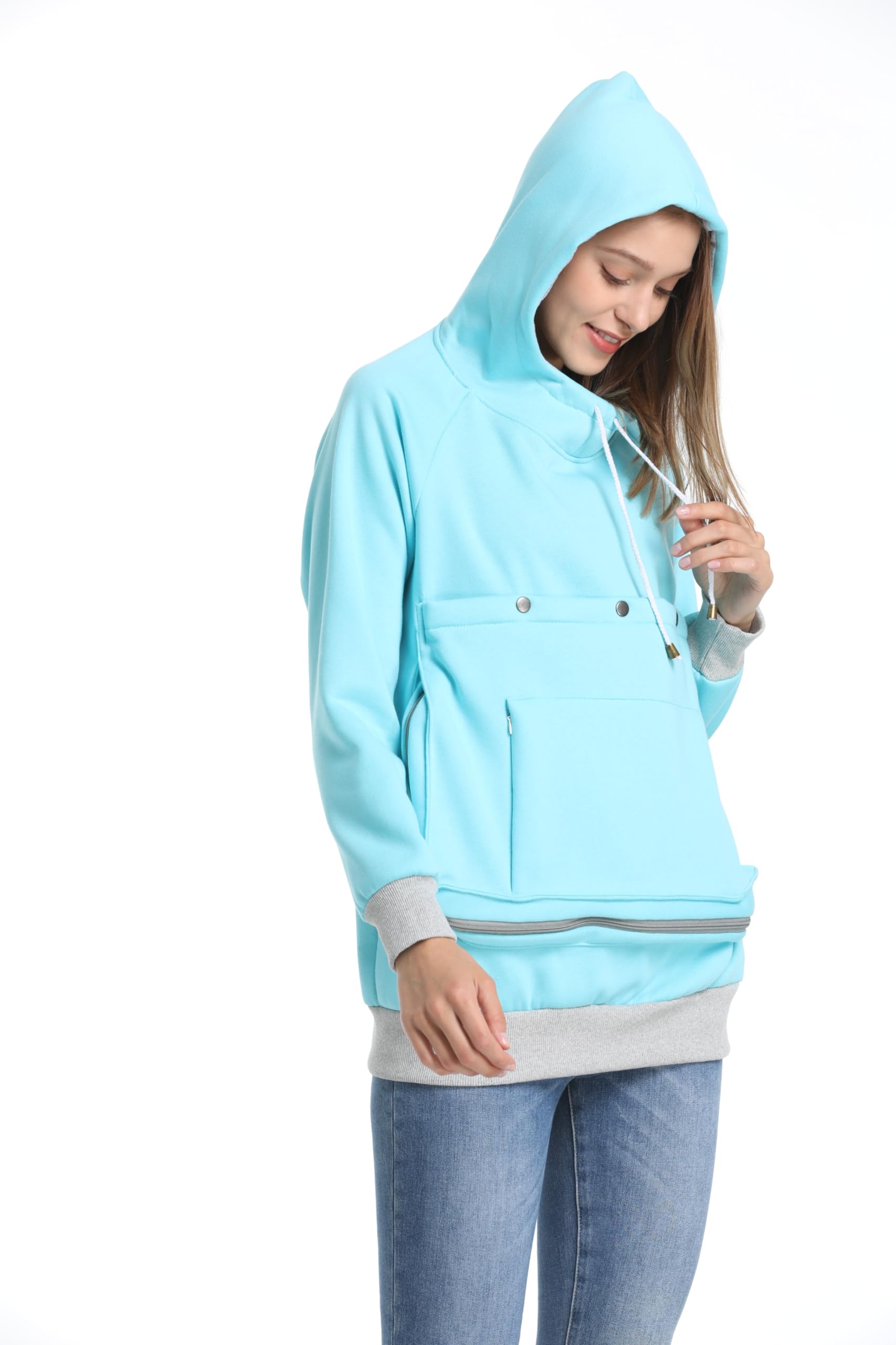 Kei Tomlison Pet Cat Dog Pouch Hoodie Small Animal Carrier - Kitten Puppy Pouch Sweatshirt Holder Fleece Unisex Hoodies Sky Blue