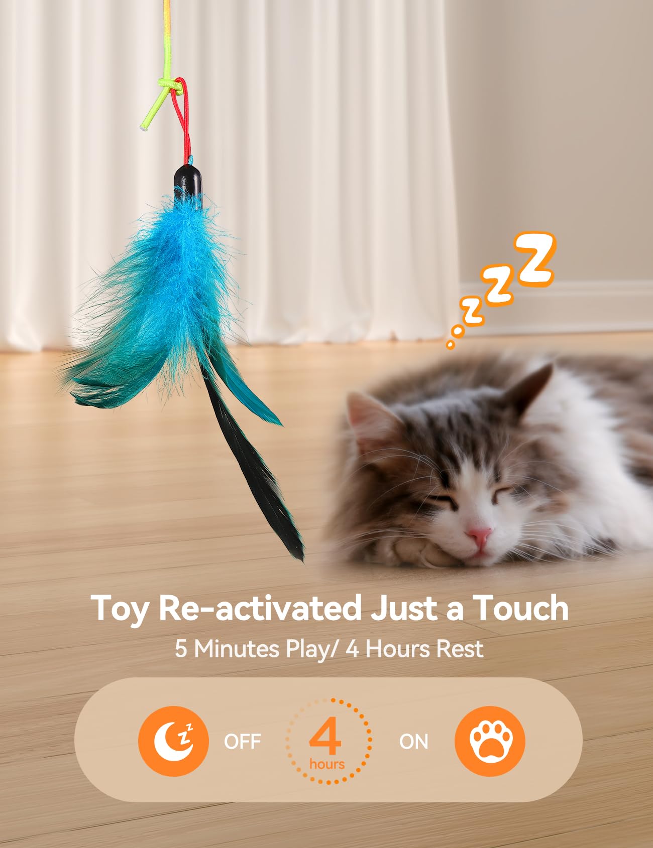 Feelneedy Laser Cat Toys For Indoor Cats, Interactive Cat Toy Led Light Hanging, Cats Wand Toy Feather, Feather & Mouse For Bore
