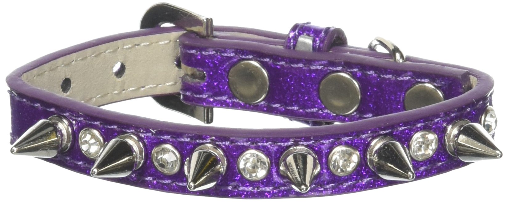 Dog, Puppy and Pet Ice Cream Collar, &quot;Crystal & Silver Spikes&quot; Purple 10