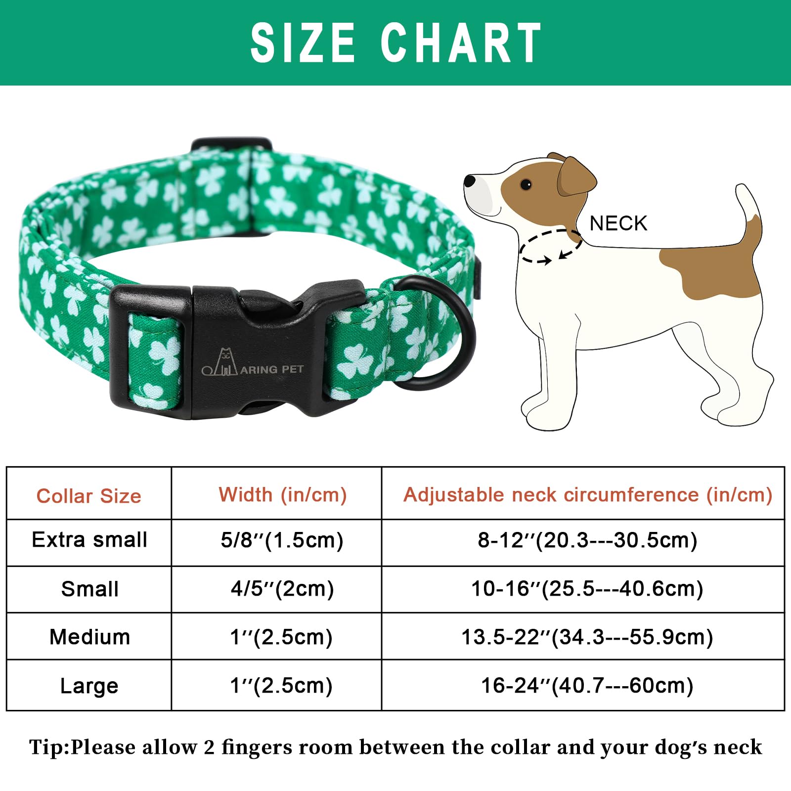 Aring Pet St Patrick'S Day Dog Collar-Cute Clovers Dog Collar, Adjustable Cotton Shamrock Pet Collar Trefoil Puppy Collars With