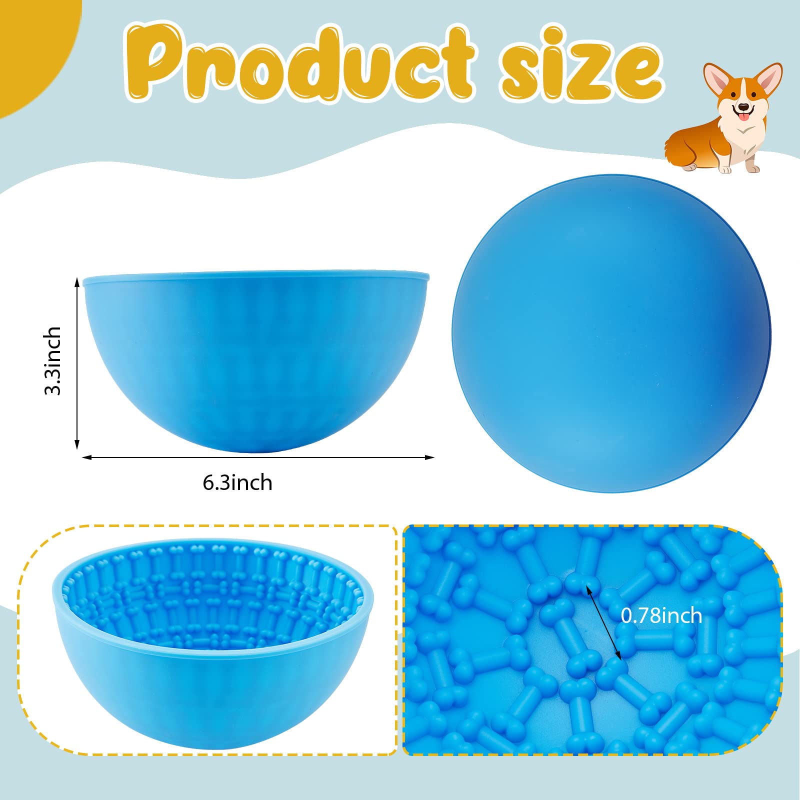 Patelai 2 Pcs Dog Enrichment Lick Bowls Silicone Freeze Bowls Interactive Cat Licking Mats Slow Feeders for Pet Oral Health Bore