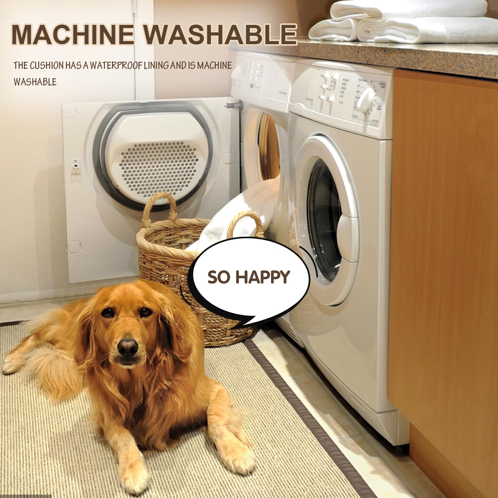 Empsign Dog Crate Pad, Deluxe Plush Machine Washable Dog Mat, Removable Cover, Sleeping Mat Cushion Bed, 35''X 22''X 3'', White