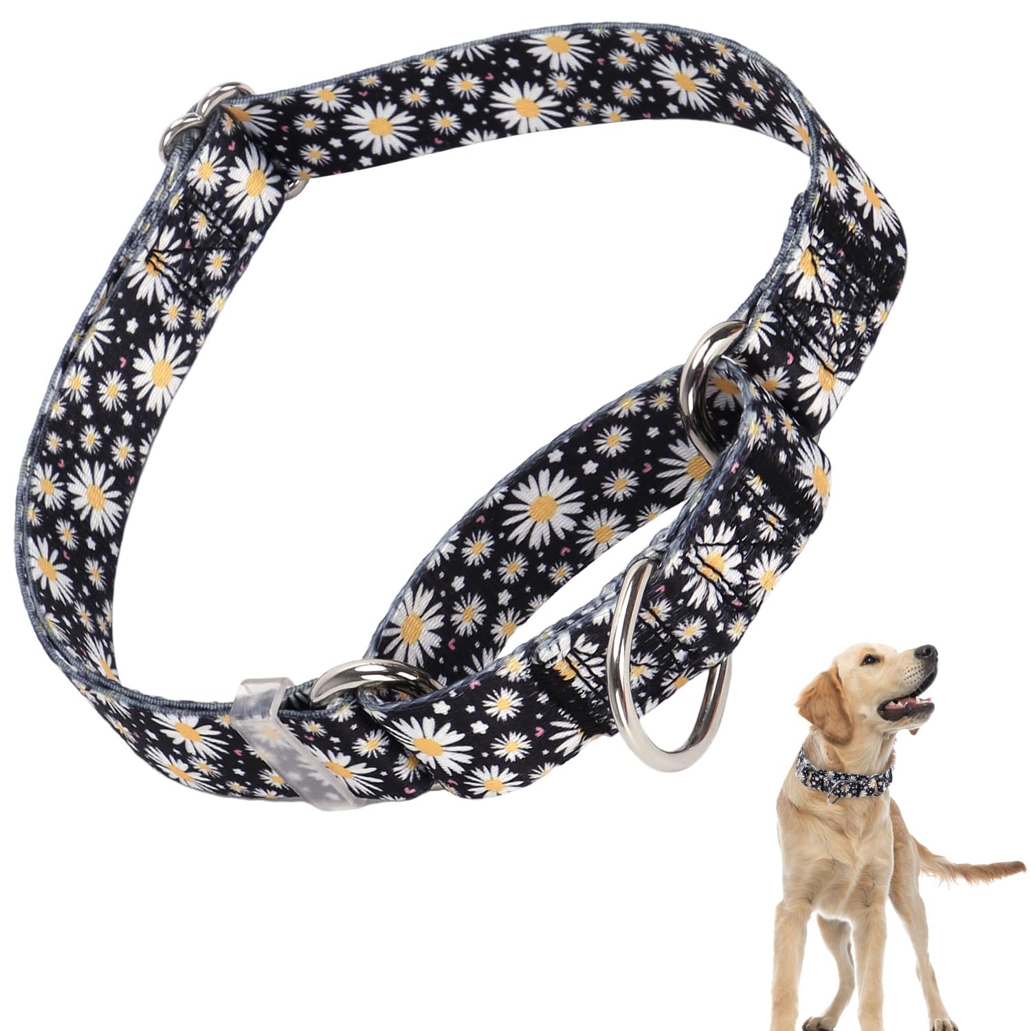 Martingale Collar For Dogs, No Pull Dog Training Collar Daisy Floral Design With Adjustable Soft Nylon Dog Collars, Great For Wh