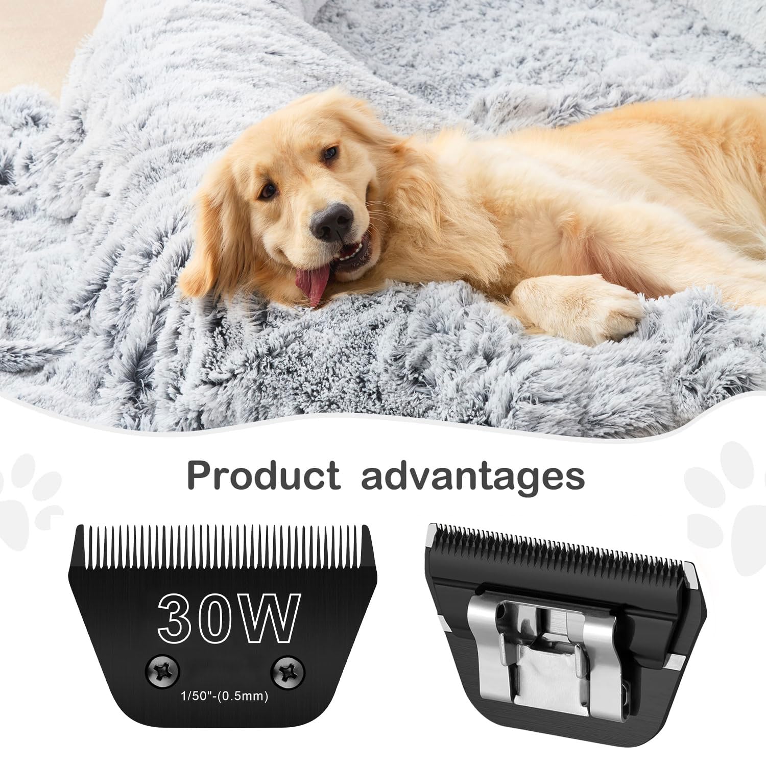 2Pcs 30W Wide Blades For Dog Grooming Blades Compatible With Andis Dog Clippers Blades,Dog Clipper Blades Compatible With Oster