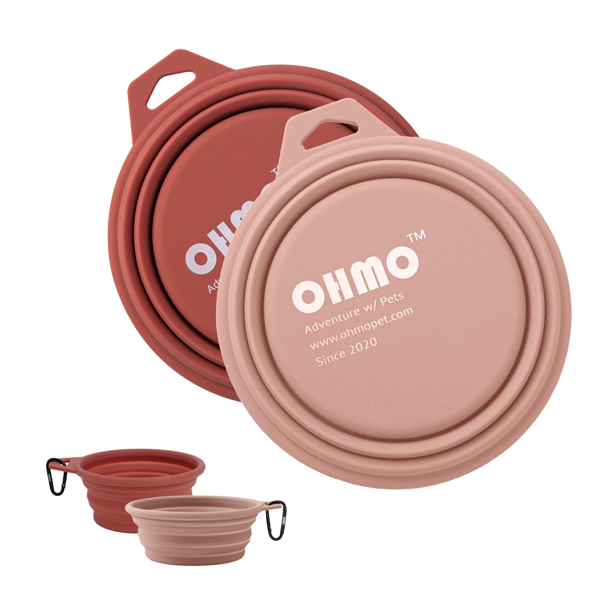 Ohmo Collapsible Dog Bowl(2 Pack, 12Oz/400Ml) Premium Silicone Pet Water Bowls For Cats & Dogs, Portable Dog Travel Bowls Foldab