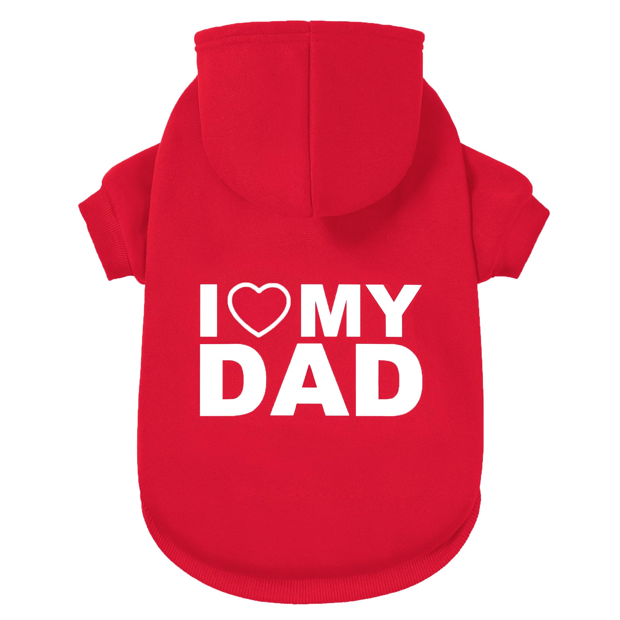Greenjoy Dog Sweater Dog Hoodie Cold Weather Coat Hooded Sweatshirt For Puppies,Cats, Small Medium Large Dogs (Red(I Love My Dad