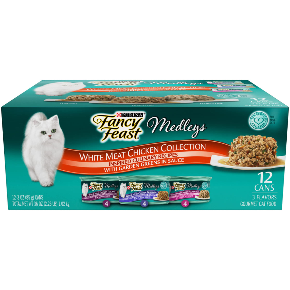 Purina Fancy Feast Wet Cat Food Variety Pack, Medleys White Meat Chicken In Sauce Collection - (Pack Of 12) 3 Oz. Cans