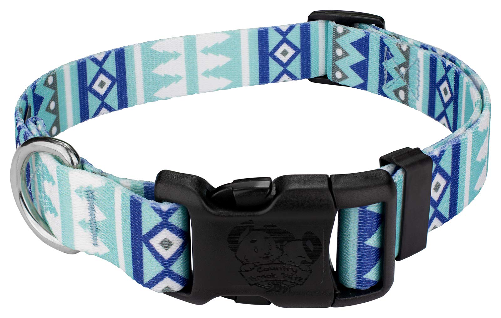 Country Brook Design - Snowy Pines Christmas Dog Collar With 23 Festive Patterns - Deluxe Collection (1 Inch, Medium)
