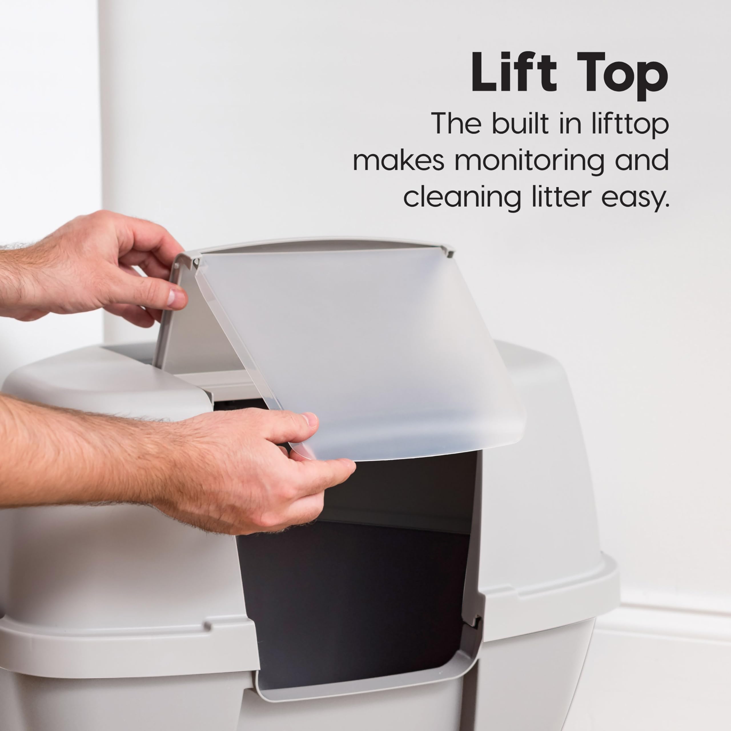 Iris Usa Corner Cat Litter Box Enclosed With Scoop - Privacy And Easy Access For Cleaning, Odor Defensive Hooded Litter Tray, St