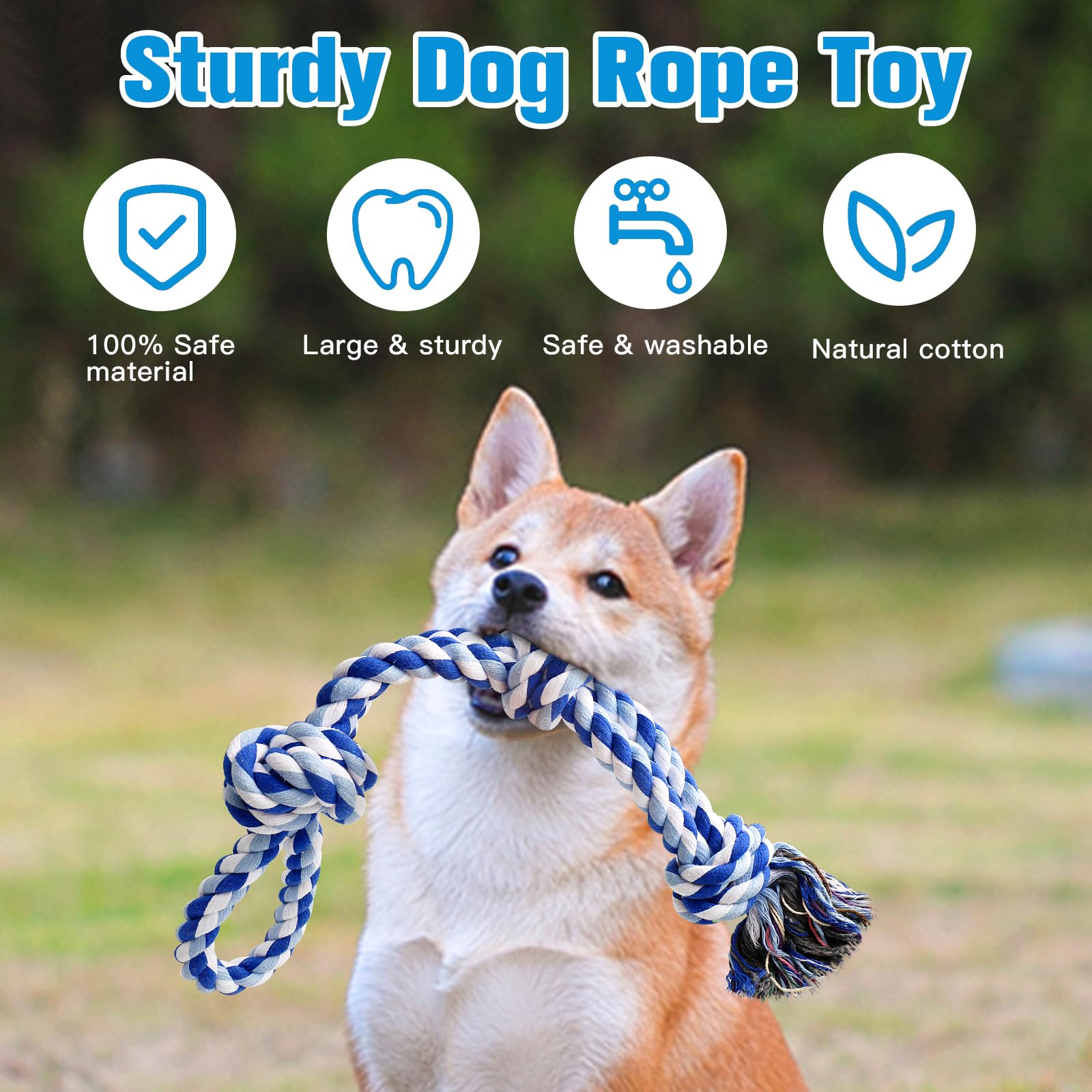 Upsky Dog Rope Toys 2 Nearly Indestructible Dog Toys, Dog Toy For Medium To Large Breed, Dental Cleaning Chew Toys, Dog Tug Toy