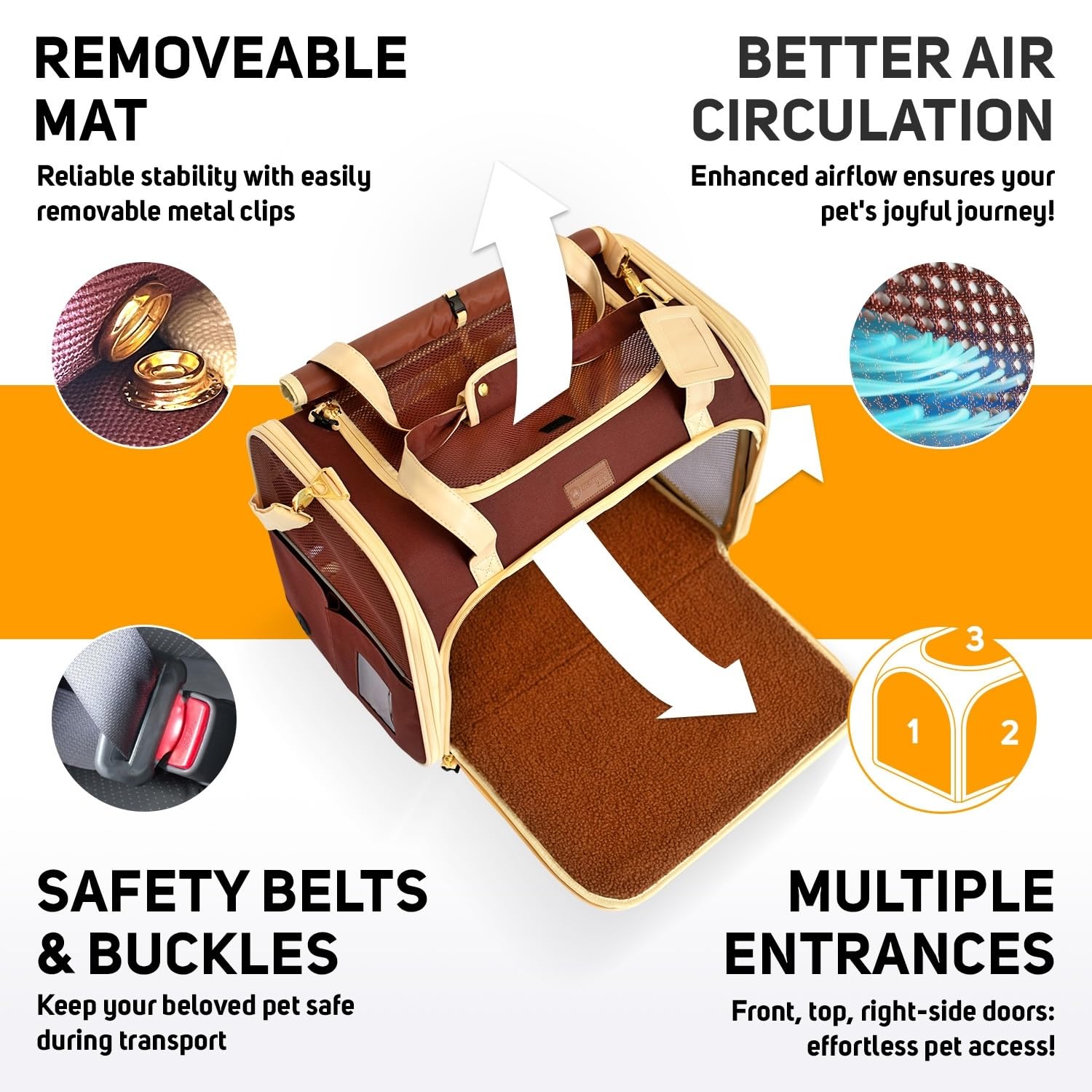 Petproved Large Cat Carrier Soft Dog Carrier For Small Dogs Pet Bag Carriers For Cat Dog Travel Bag Large Small Dog Puppy Kitten