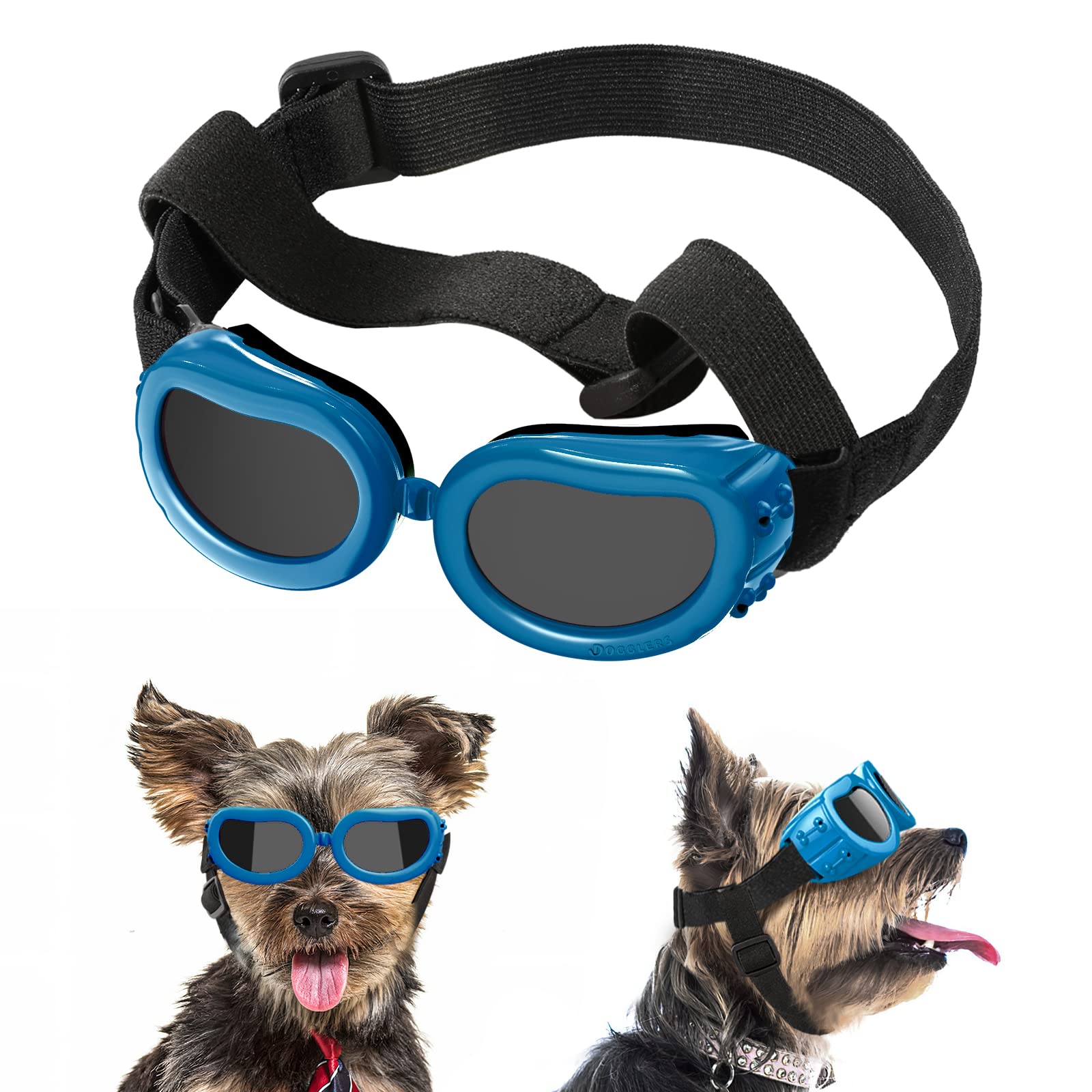 Lewondr Dog Sunglasses Small Breed, Dogs Goggles Uv Protection Doggles For Small Dogs Doggie Eye Protection With Adjustable Stra