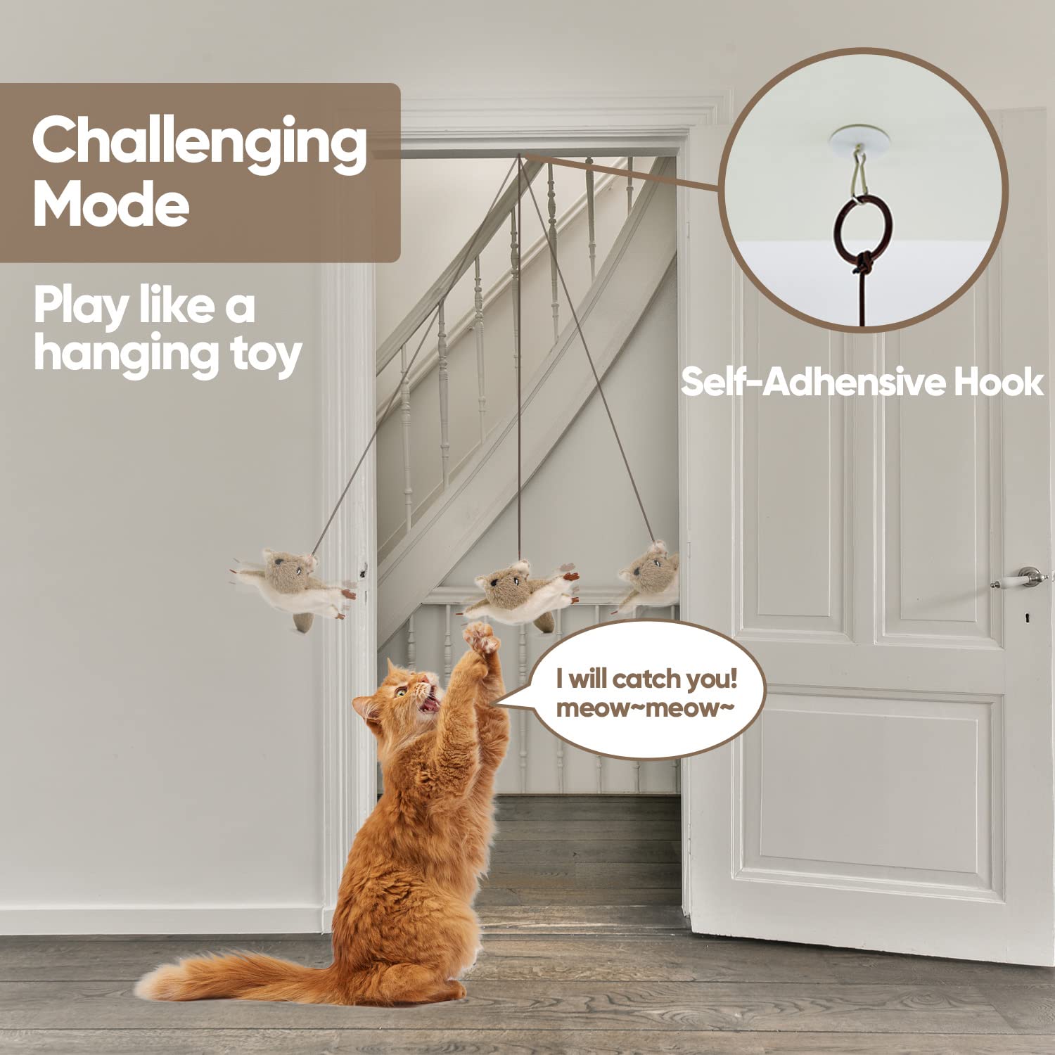 PETFUTURE Cat Toys for Bored Indoor Cats, Cat Bat Wings with Catnip for Cats, USB Rechargeable Motion Activated Kitten Toys, Int