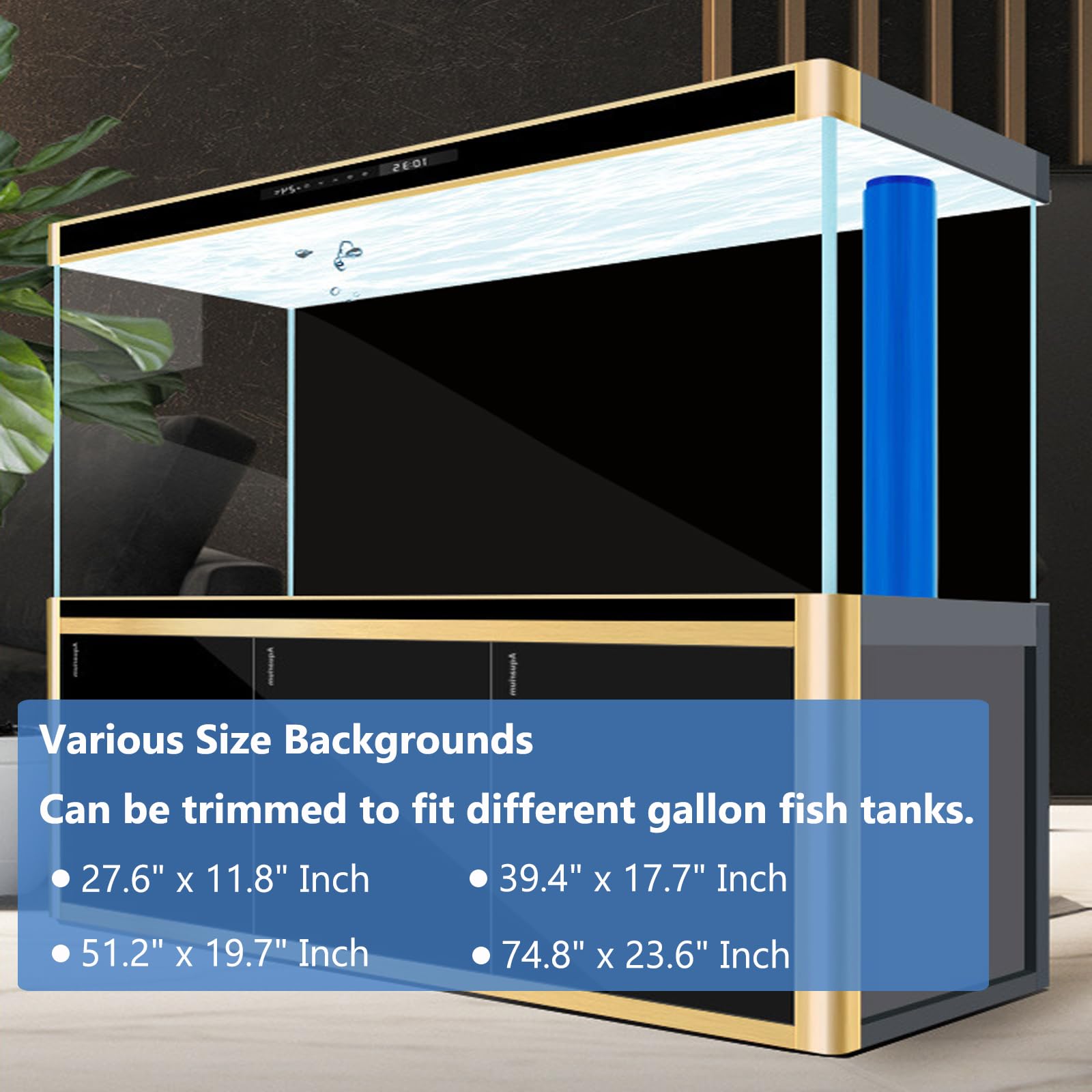 XCNO Aquarium Background Static Cling Black Fish Tank Background Wallpaper Fish Tank Backdrop Vinyl Aquarium Poster Background 2