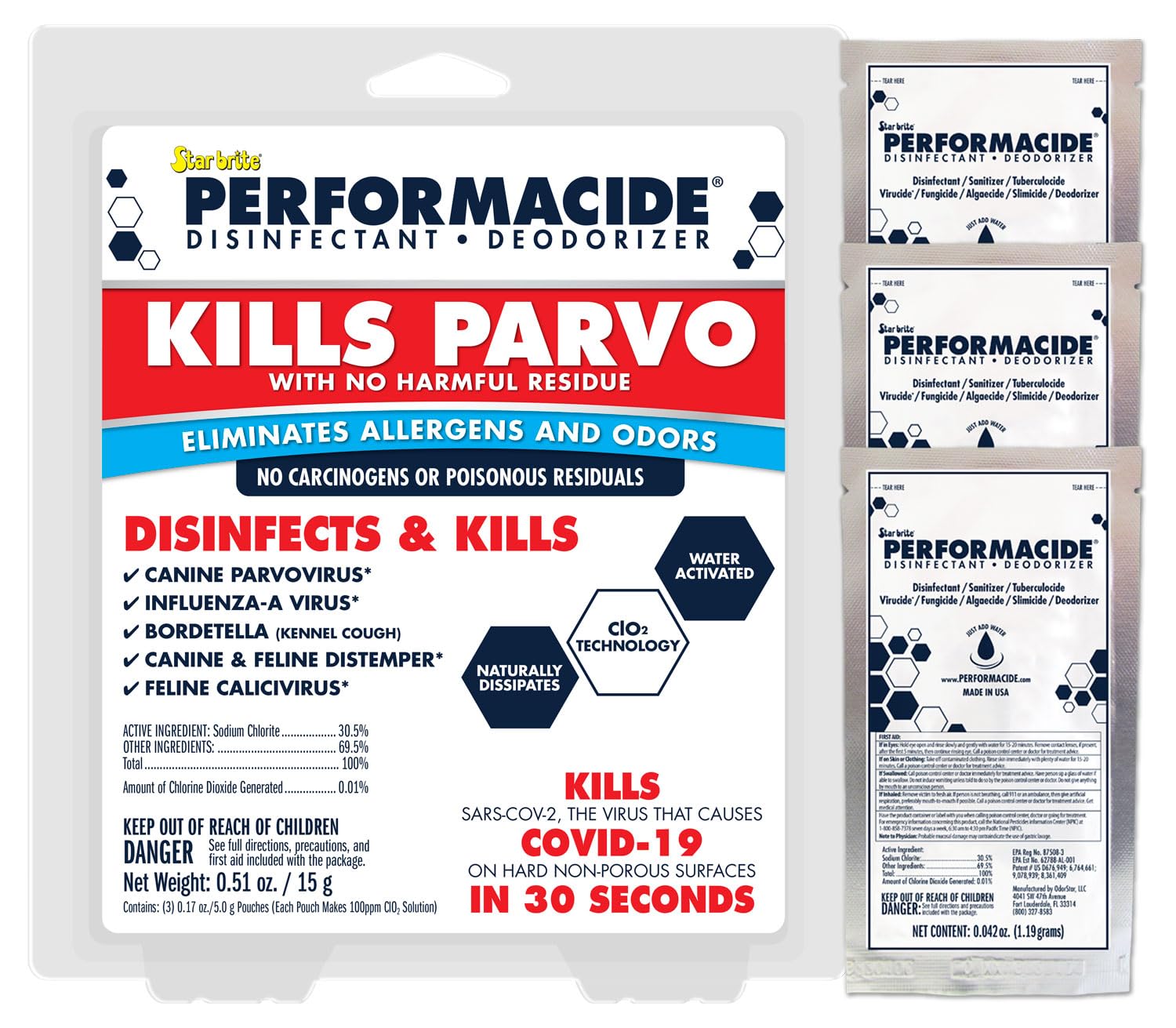 PERFORMACIDE No-Rinse Disinfectant / Deodorizer for Pet Surfaces | Kills Parvovirus, Ringworm, Feline Calicivirus, Avian Influen