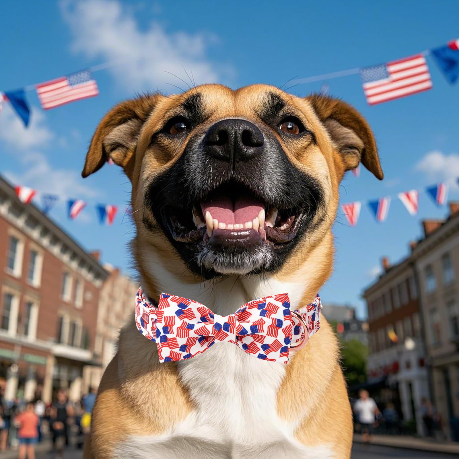 Babole Pet American Flag Dog Collar With Bow Tie - 4Th Of July Us Flag Bowtie Collar Independence Day Safety Patriotic Dog Colla