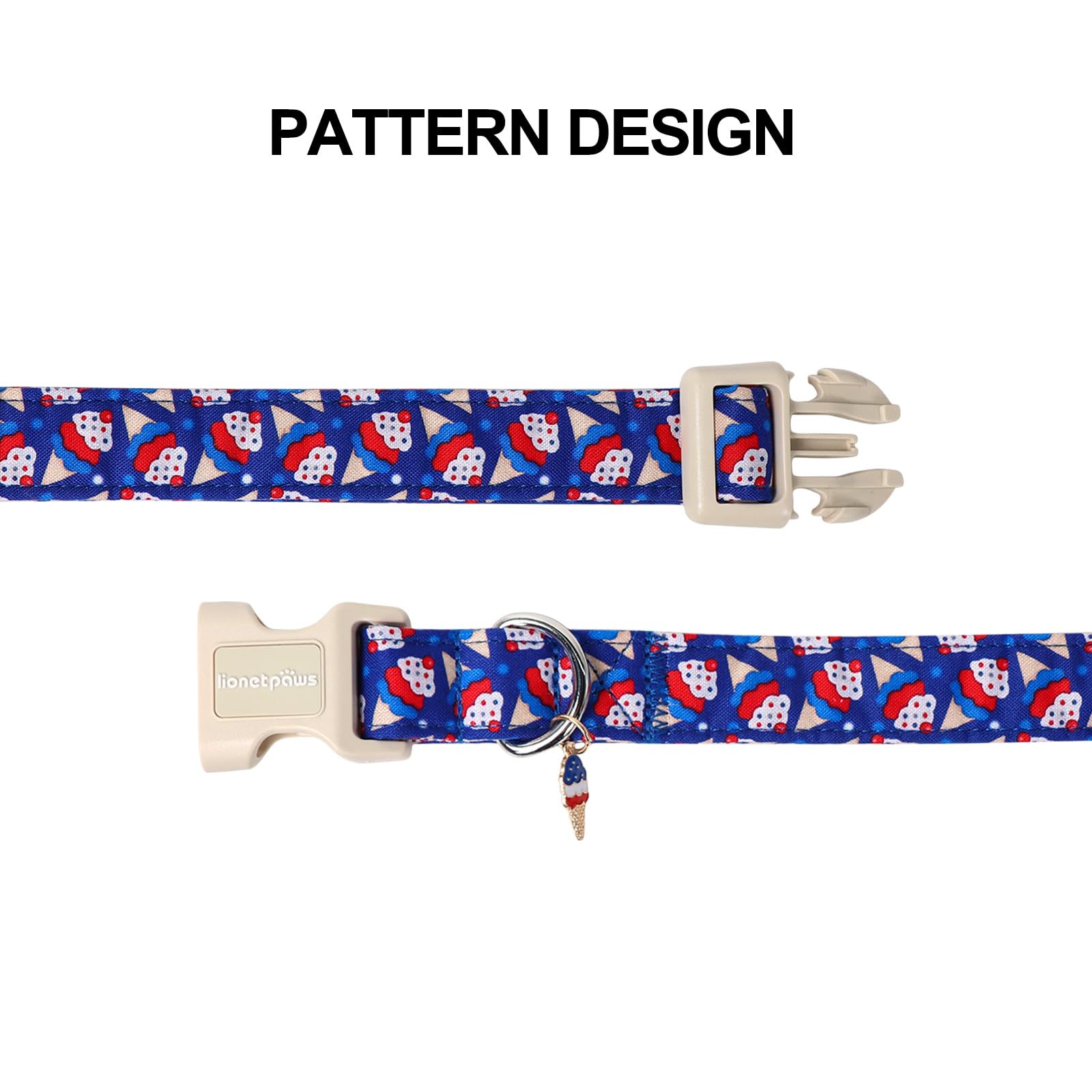 Lionet Paws 4Th Of July Dog Collar- Cute Blue Red Sundea Dog Collars With Plastic Buckle, Light Adjustable Dog Collars For Small