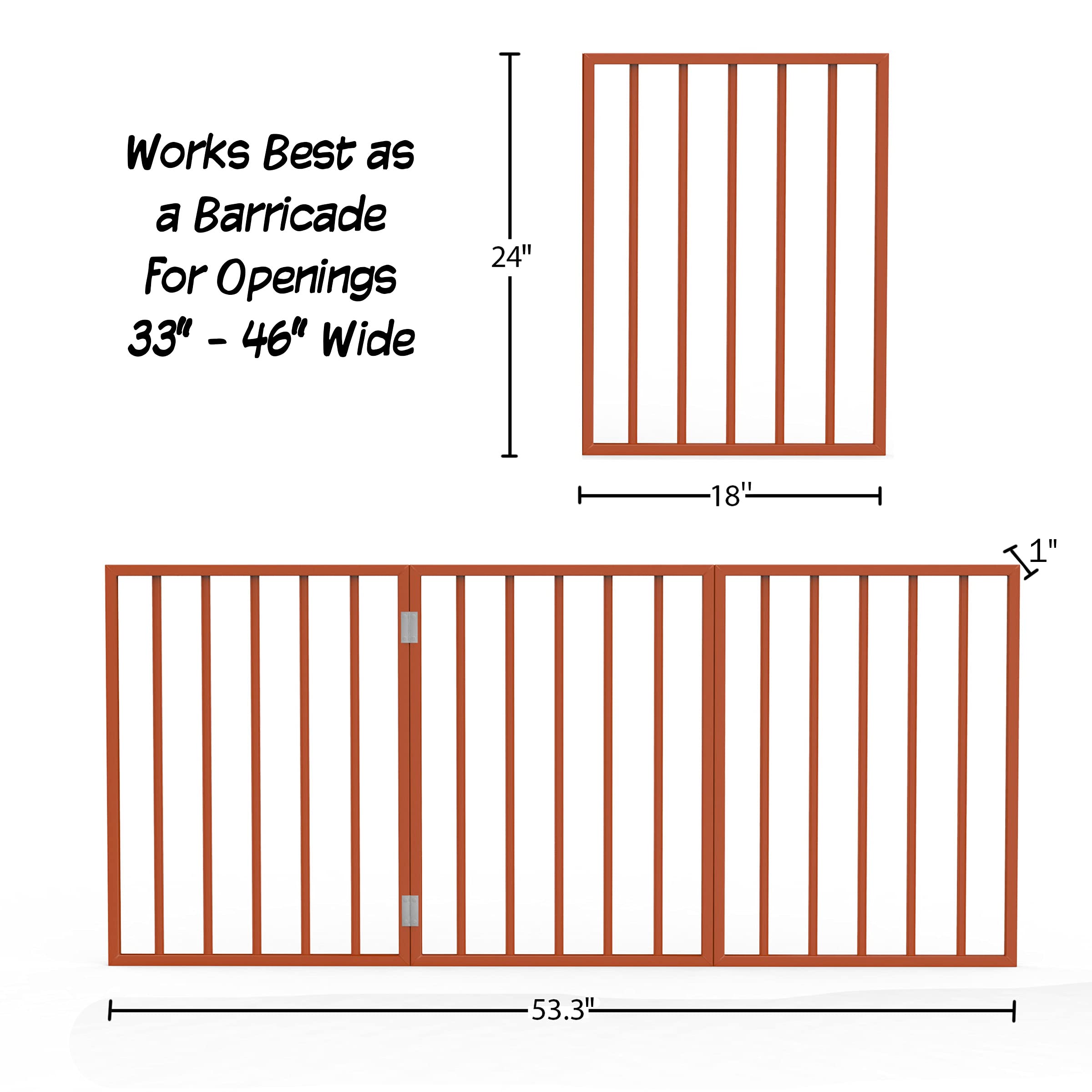 PETMAKER Pet Gate - Dog Gate for Doorways, Stairs or House - Freestanding, Folding, Accordion Style, Wooden Indoor Dog Fence (24