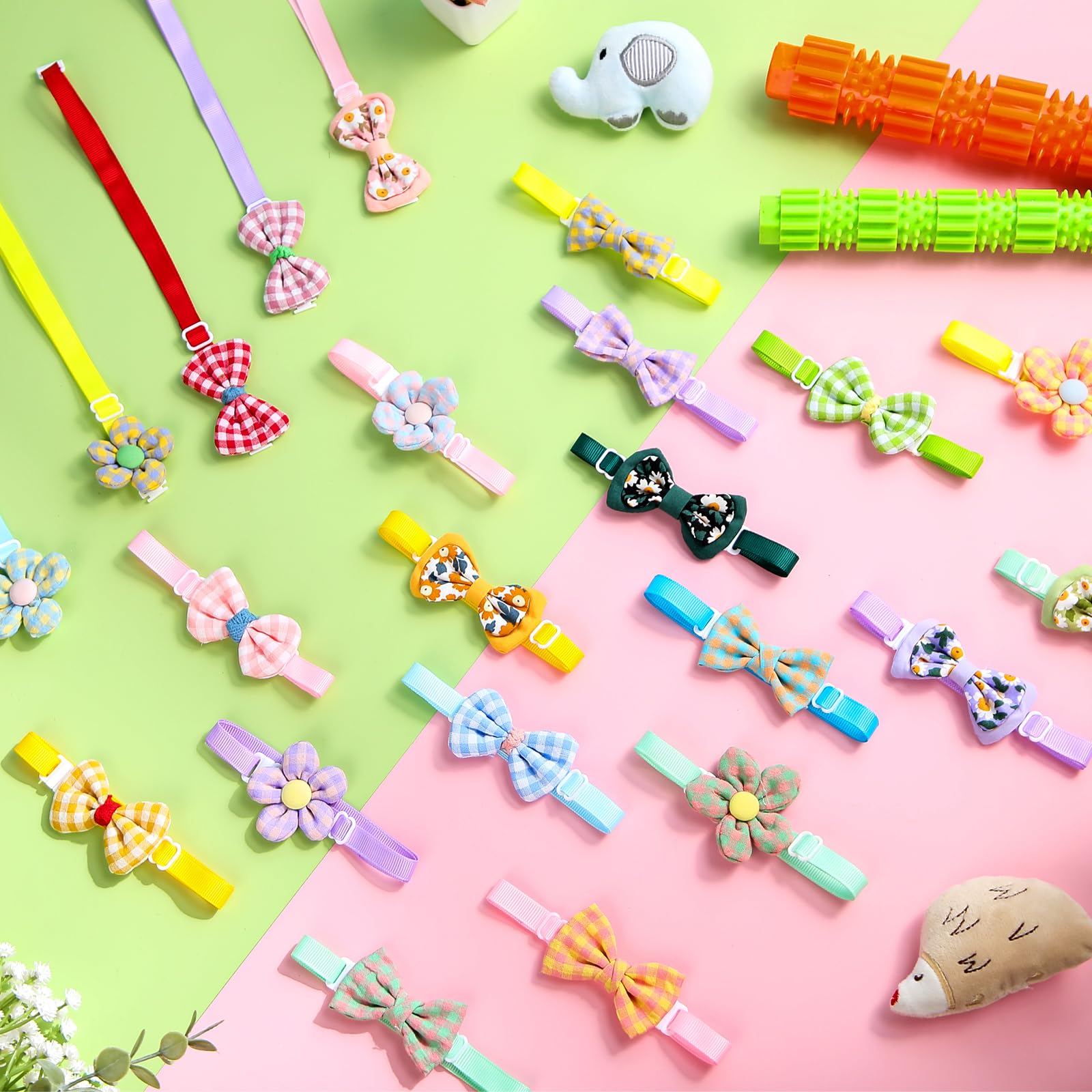 Saintrygo 22 Pack Dog Bow Tie Collar - Adjustable Bowtie, Flower Neck Tie For Medium Small Dog Cat Puppy(Fresh)