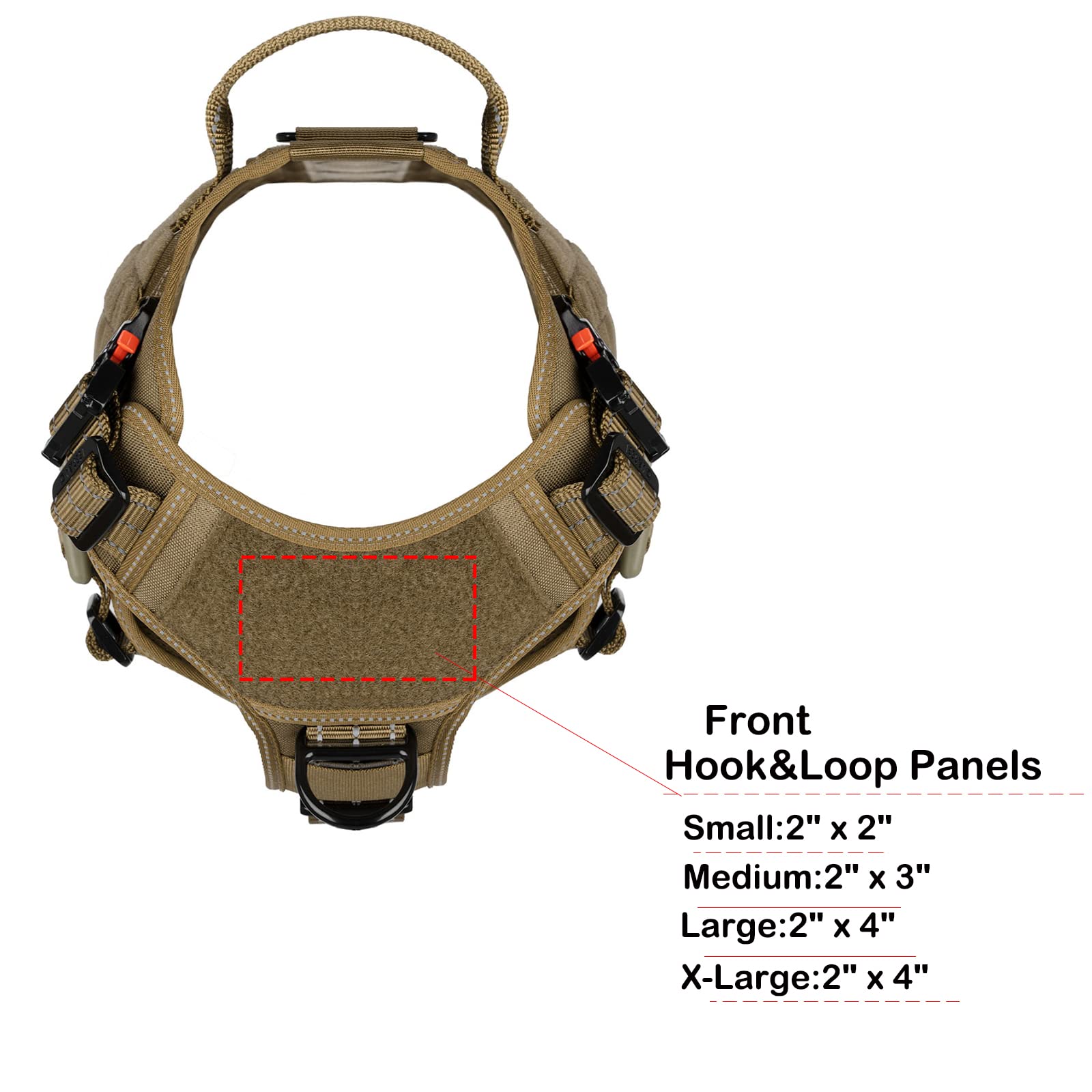 Icefang Tactical Dog Harness,Medium Size, 2X Metal Buckle,Working Dog Molle Vest With Handle,No Pulling Front Leash Clip,Hook And Loop Panel
