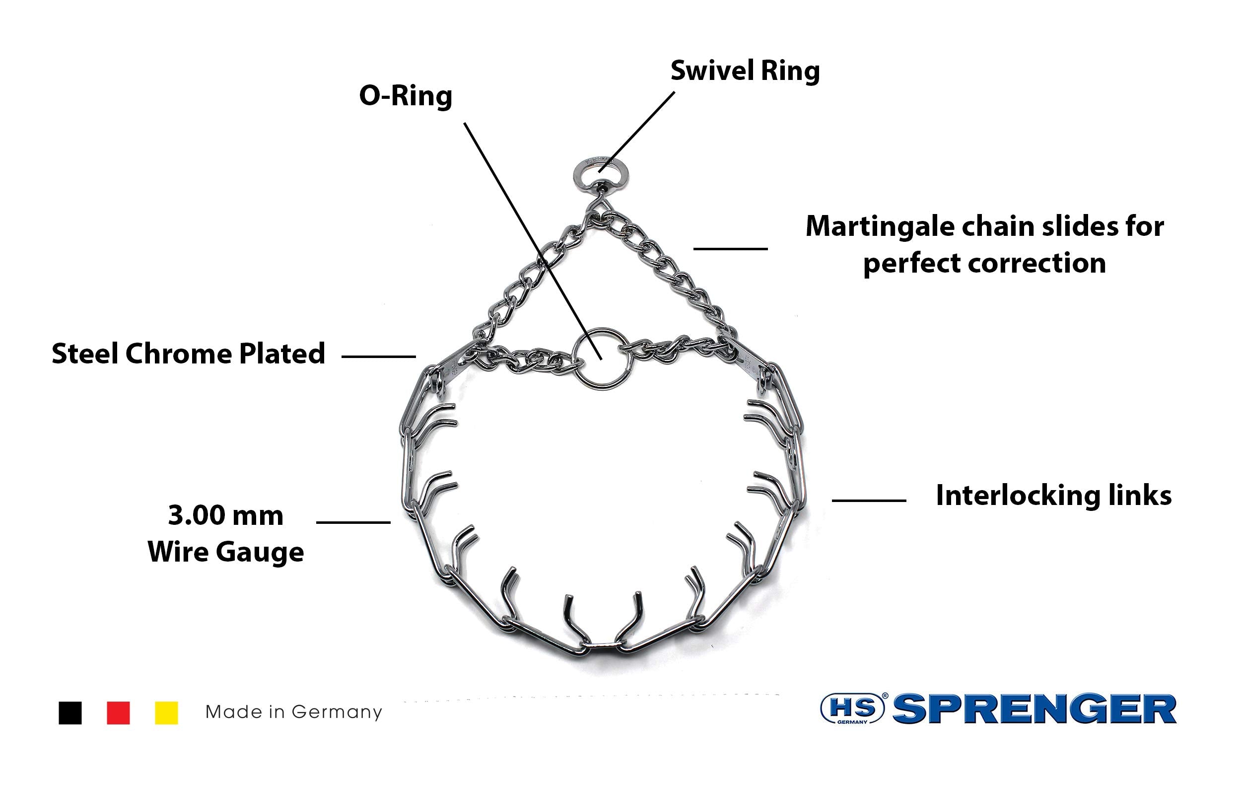 Herm Sprenger Prong Dog Training Collar Ultra-Plus Chrome Plated Steel Pet Pinch Anti Pull Collar For Dogs Made In Germany 22In X 3.0Mm (Neck Size Up To 18In) Medium