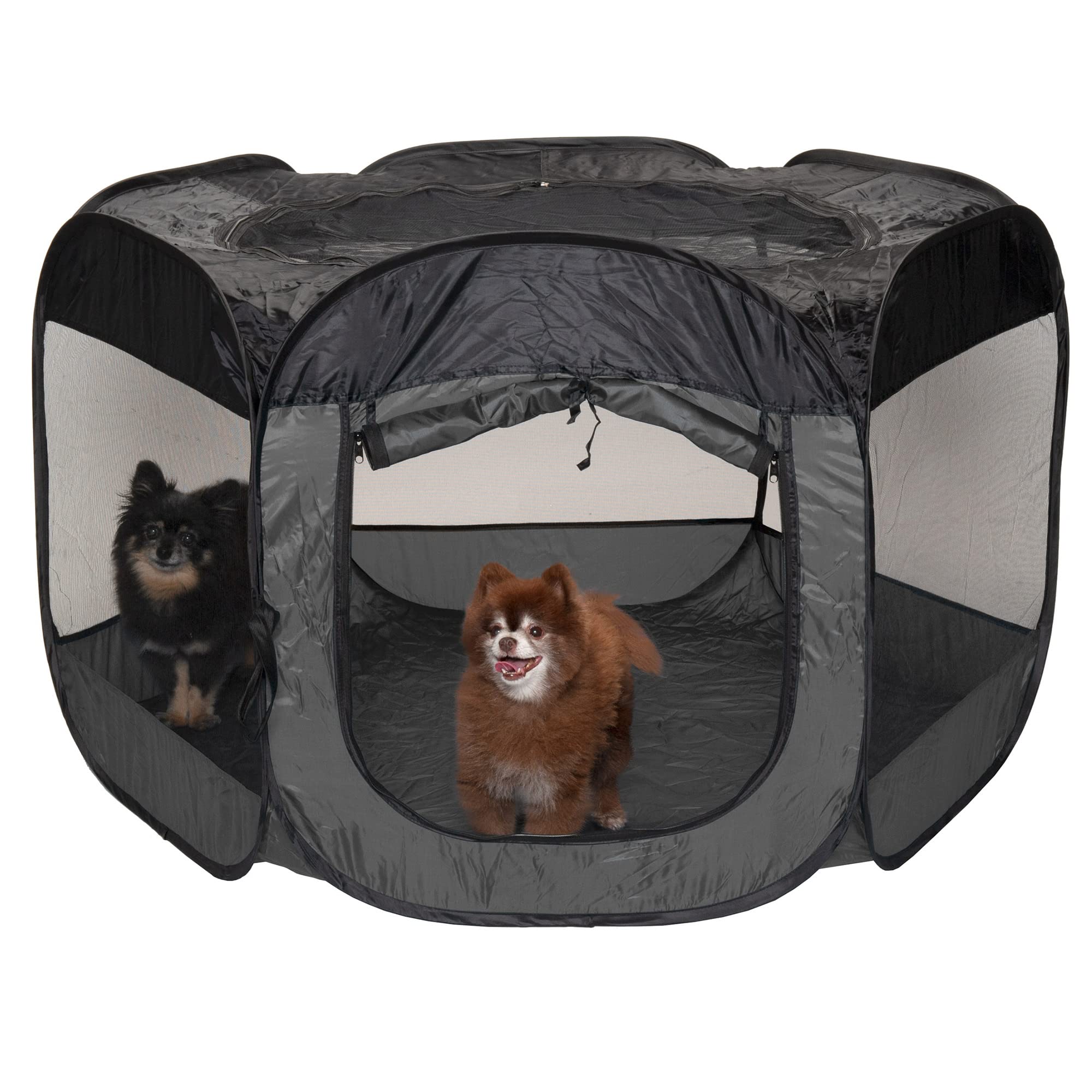Furhaven Portable Dog Playpen Cat Tent, Pet Playground/Kennel Foldable Indoor Outdoor Zippered Puppy Crate - Gray, Extra Large