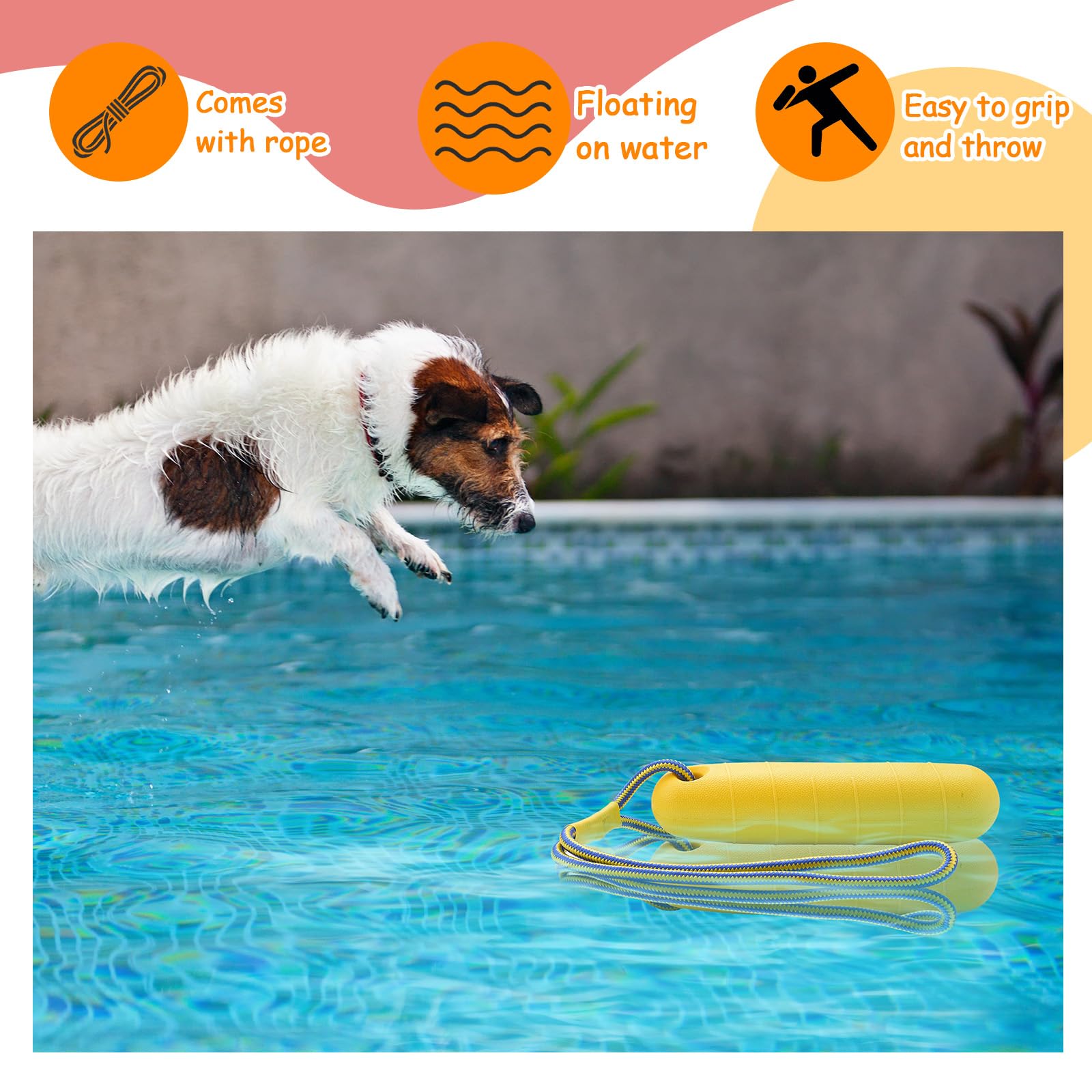 Blueweenly 4 Pcs Interactive Dog Pool Toys With Throw Rope 8.66 X 2 Inch Fetch Training Bumpers Water Floating Toys For Outdoor