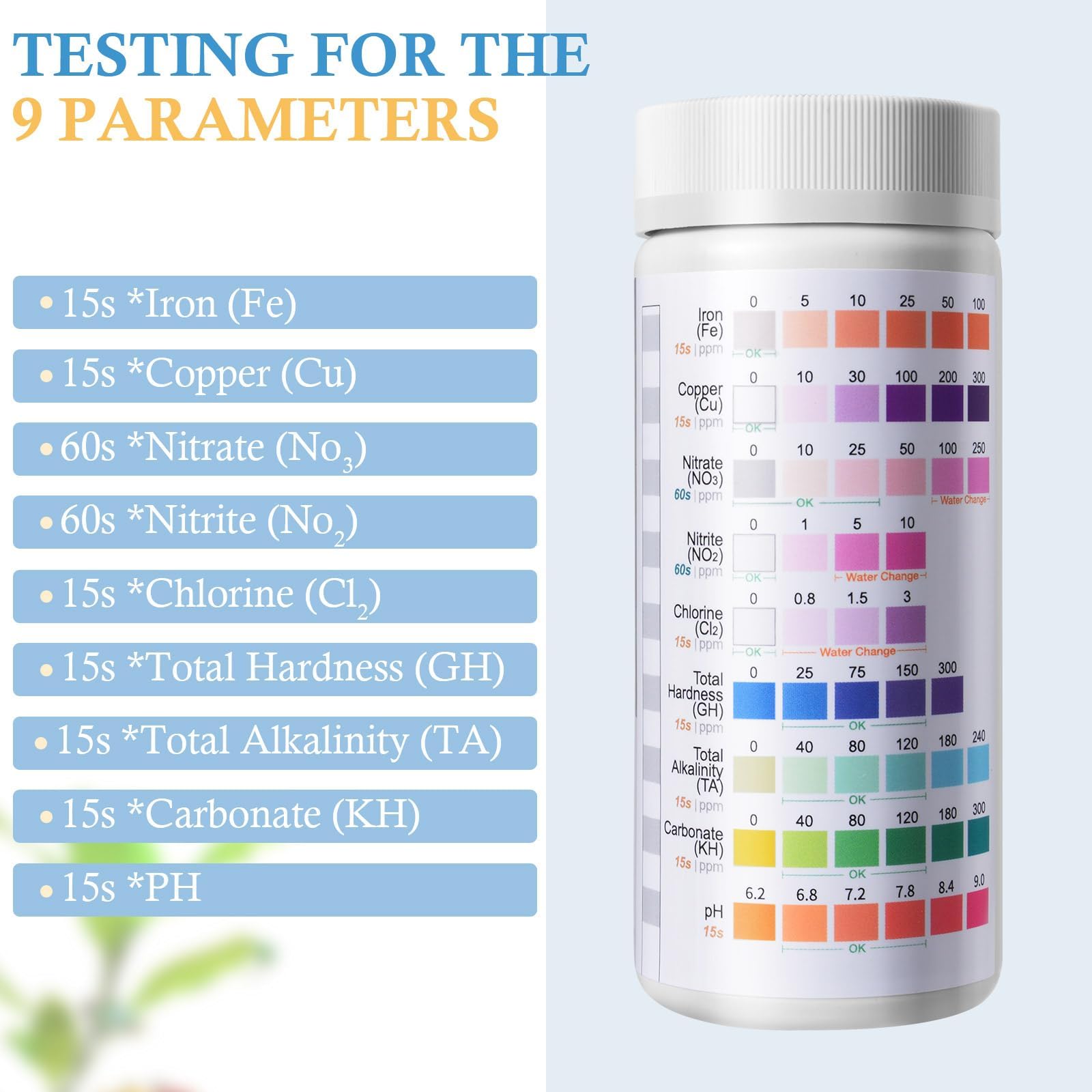 VILLNO Aquarium Test Strips 9-in-1, 120 Strips Aquarium Water Testing Kit, Quick & Accurate Water Testing for Freshwater & Saltw