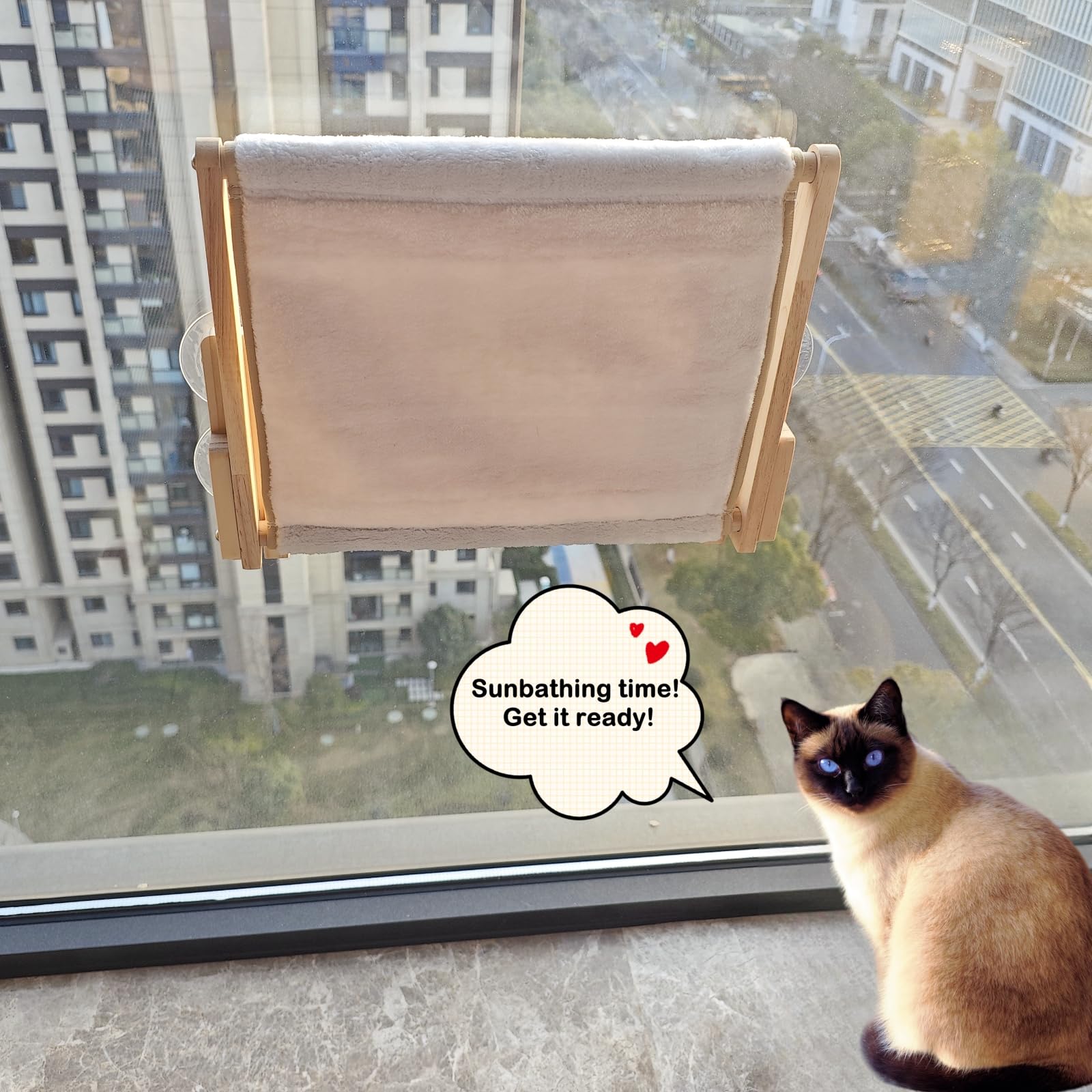 Funeetop Foldable Cat Window Perch, 16.5'X12' Hammock For Small Windows, 35 Lbs Weight Limit, Pine Wood Material