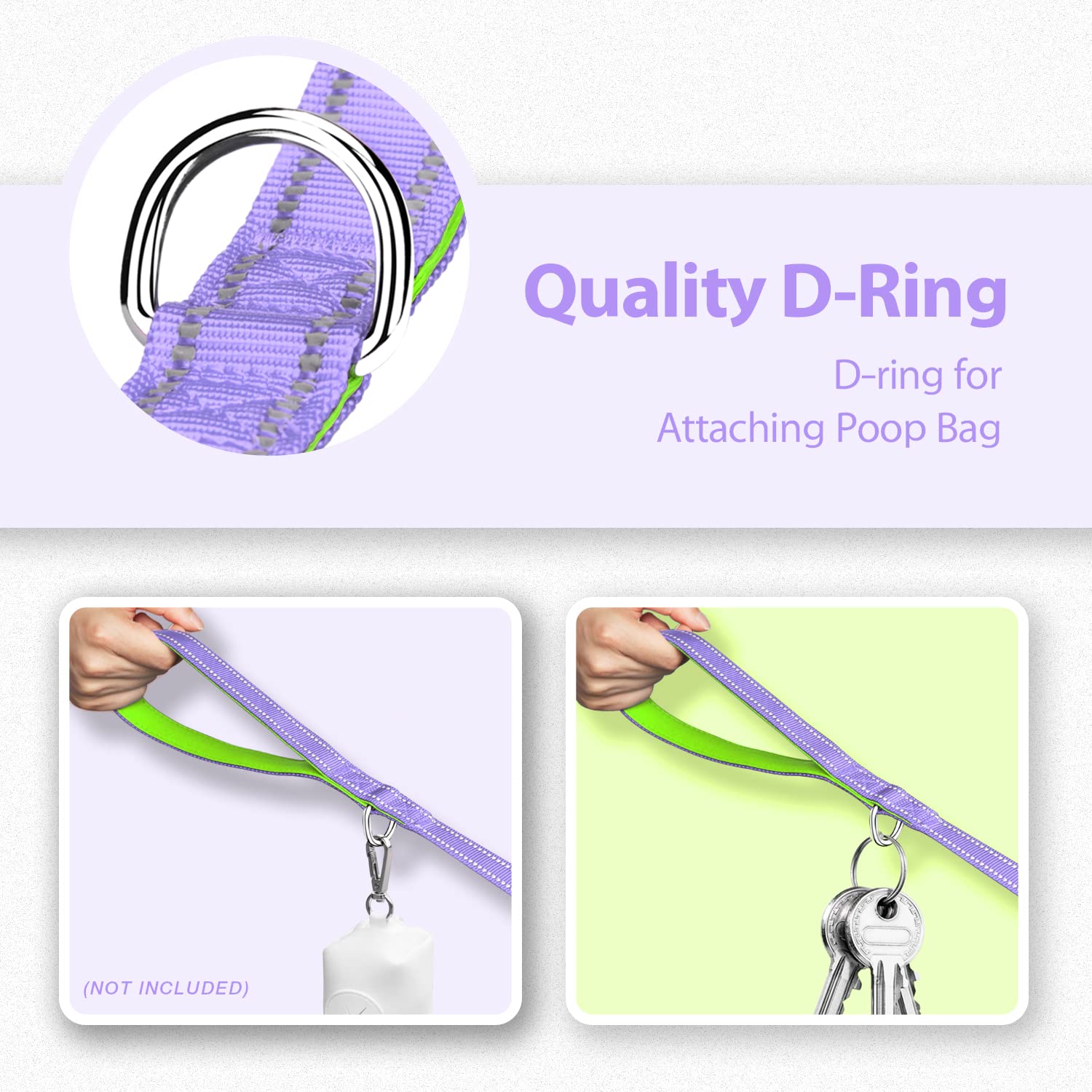 Phoepet 5 Feet Dog Leash - Dual-Side Reflective - Soft Padded Handle - Fit For Walking, Training Or Exploring Hiking, Camping (B