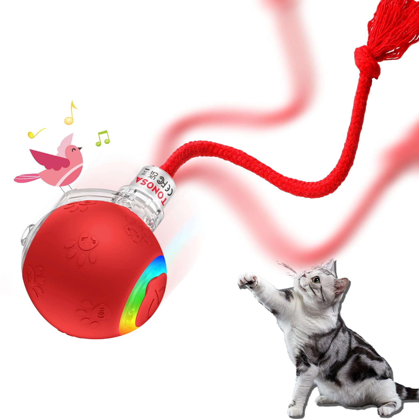 Tonosa Interactive Cat Toys For Bored Indoor Cats - Motion Activated, Rgb Lighting, 2 Speed Settings & 3 Modes - For Cats & Kitt