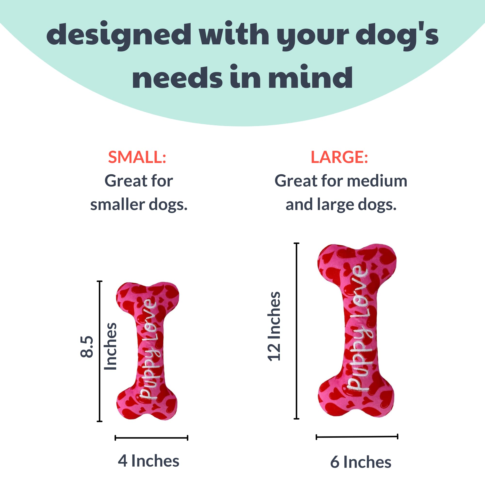 Huxley & Kent For Dogs | My Puppy Love Bone (Small) | Valentine'S Day Funny Dog Toy | Power Plush Dog Toy With Squeaker | Dog Gi