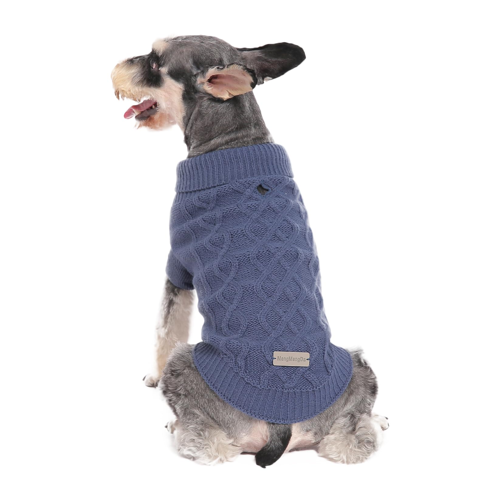 Small Dog Warm Winter Sweater Mengmengda Pet Dog Clothes Dog Knitwear For Small To Medium Breeds Dog Outfits, (Dark Blue L)