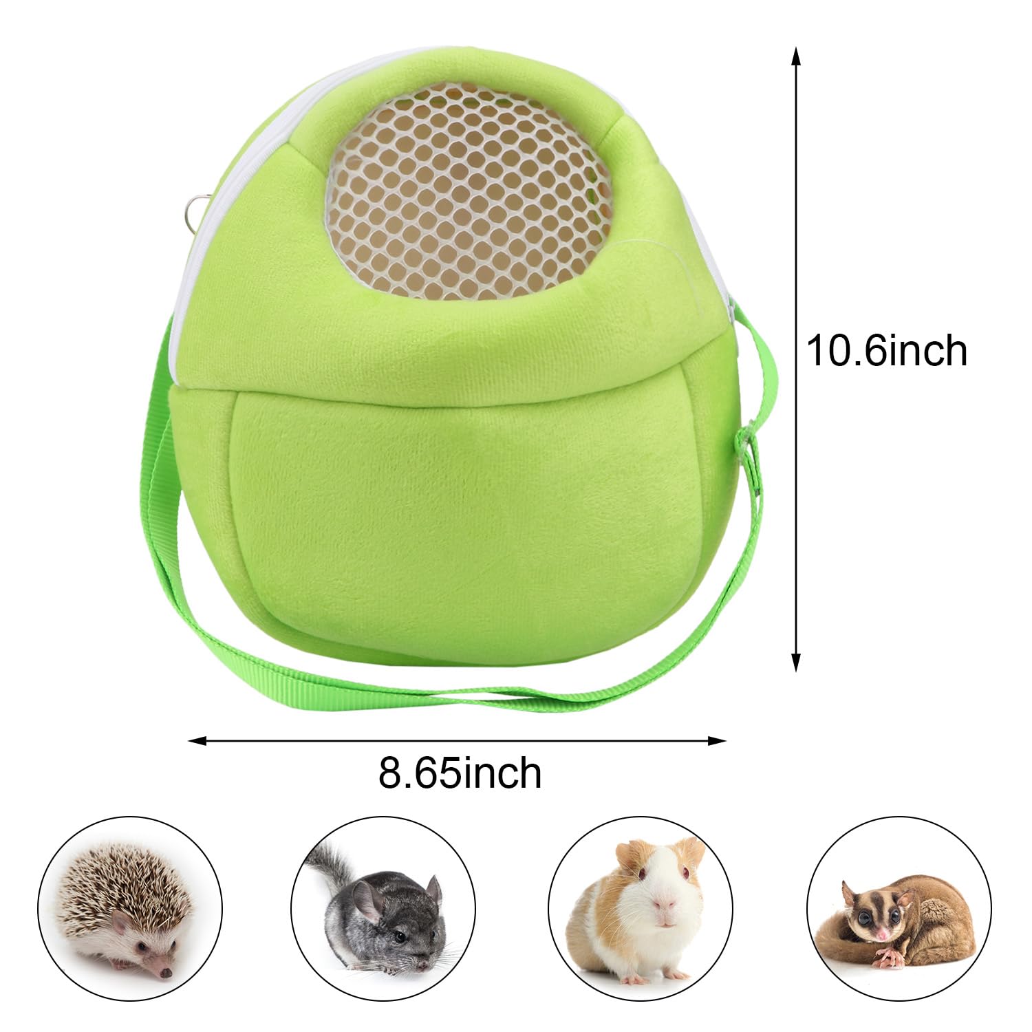 Hypeety Pet Carrier Bag Pet Sling Carrier Backpack Portable Travel Backpack Breathable Outgoing Bag Bonding Pouch For Small Pets Hedgehog Hamsters Sugar Glider Chinchilla Guinea Pig (Green)
