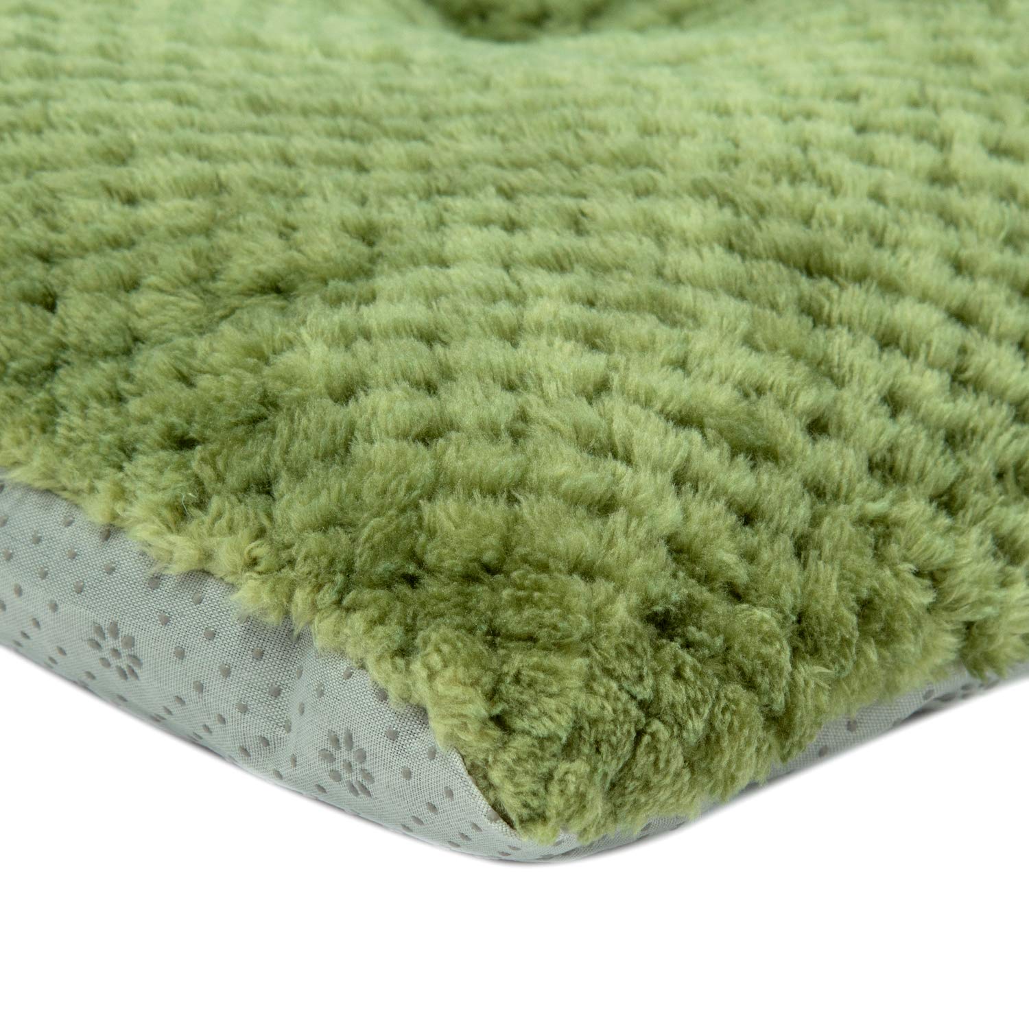 Wonder Miracle Fuzzy Deluxe Pet Beds, Super Plush Dog Or Cat Beds Ideal For Dog Crates, Machine Wash & Dryer Friendly (23' X 35', L-Olive Green)