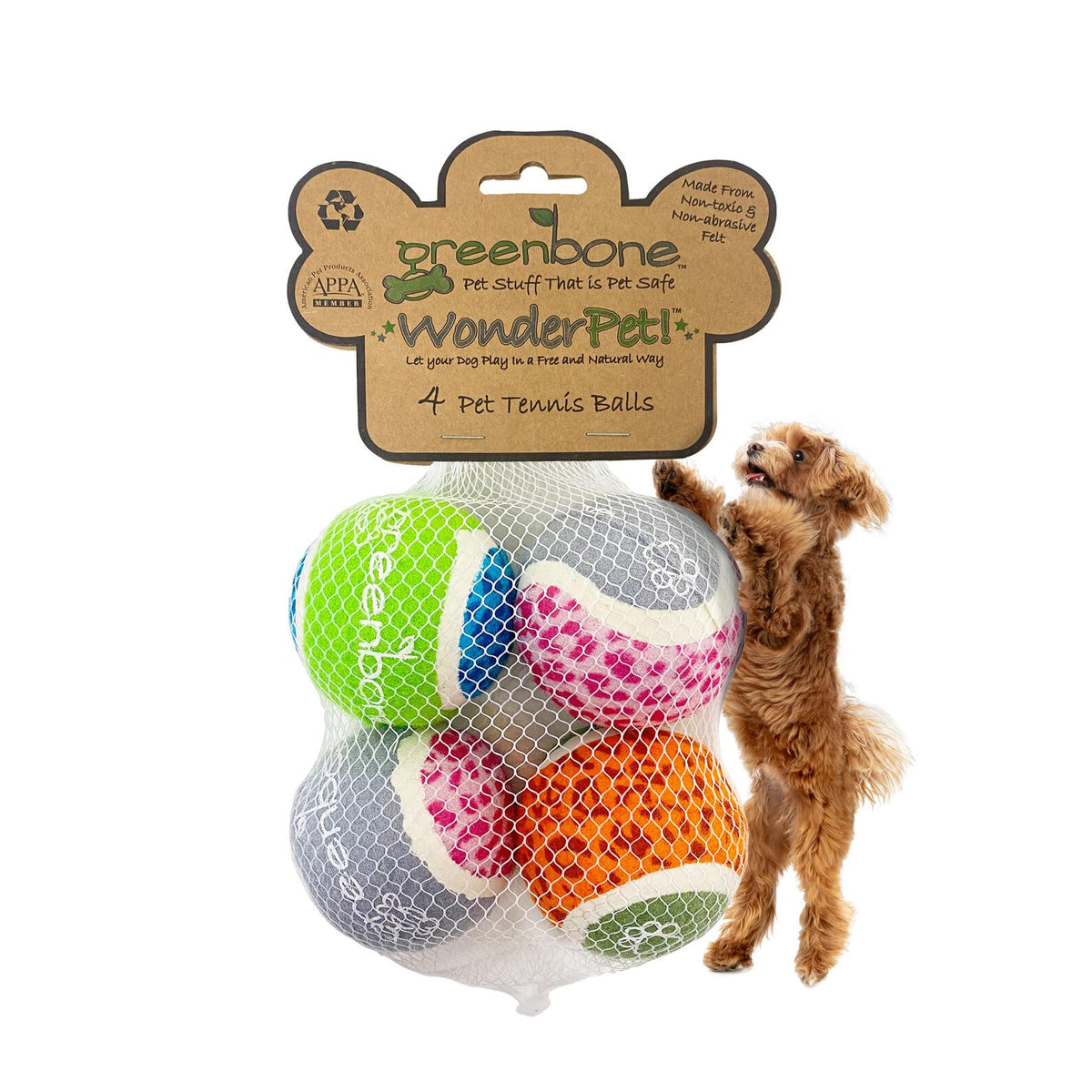 Greenbone Wonderpet! Tennis Ball Toys 4 Pack - Small Size Dogs