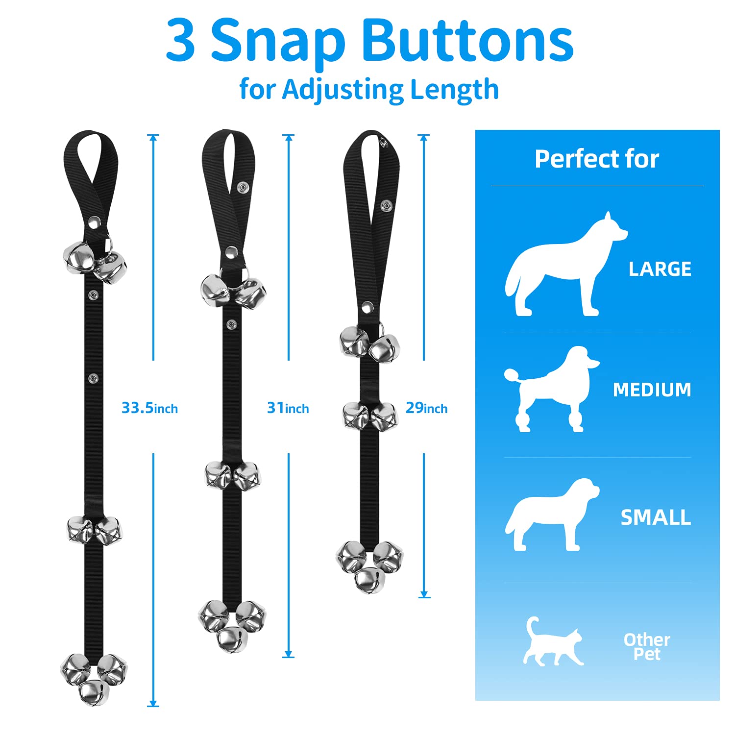 Noodoky Dog Doorbells Pet Bell For Door Potty Training, Adjustable Door Bells For Dogs Puppies Poochie Doggie To Ring To Go Outside, Hanging Bells For Doorknob/Handle (1-Pack)