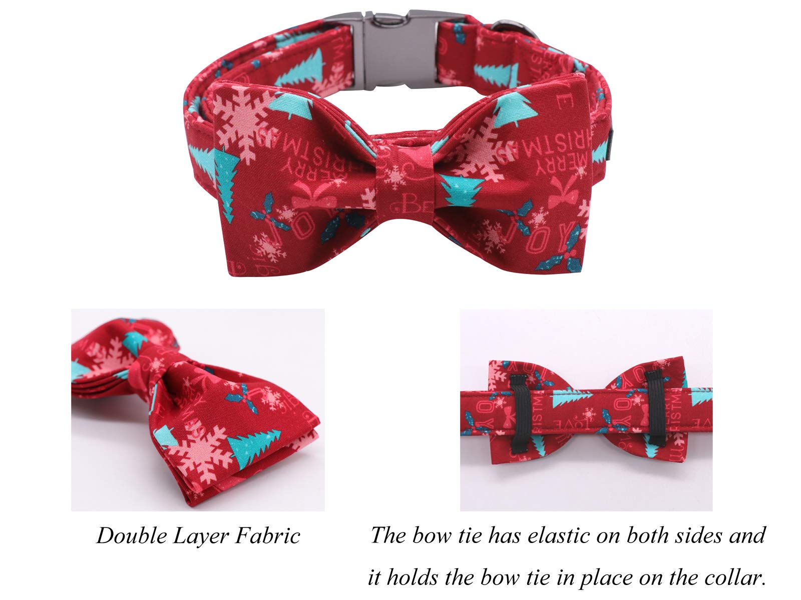Lionet Paws Christmas Dog Collar With Bowtie, Durable Adjustable And Comfortable Collar For Medium Dogs, Neck 13.5-22In