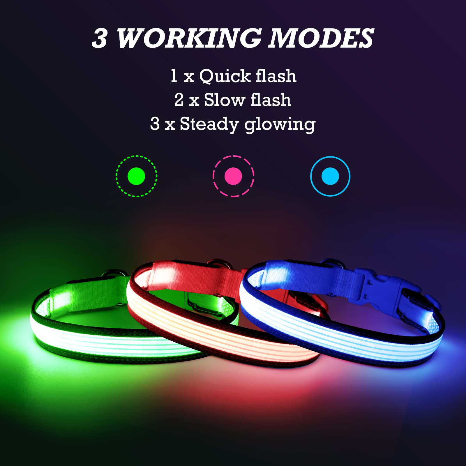 Yfbrite Full Adjustbale Led Dog Collar, Full Illuminated Light Up Dog Collars, Reflective Dog Collar Light Glowing In The Dark For All Dogs Safety (Small, Pink-2)