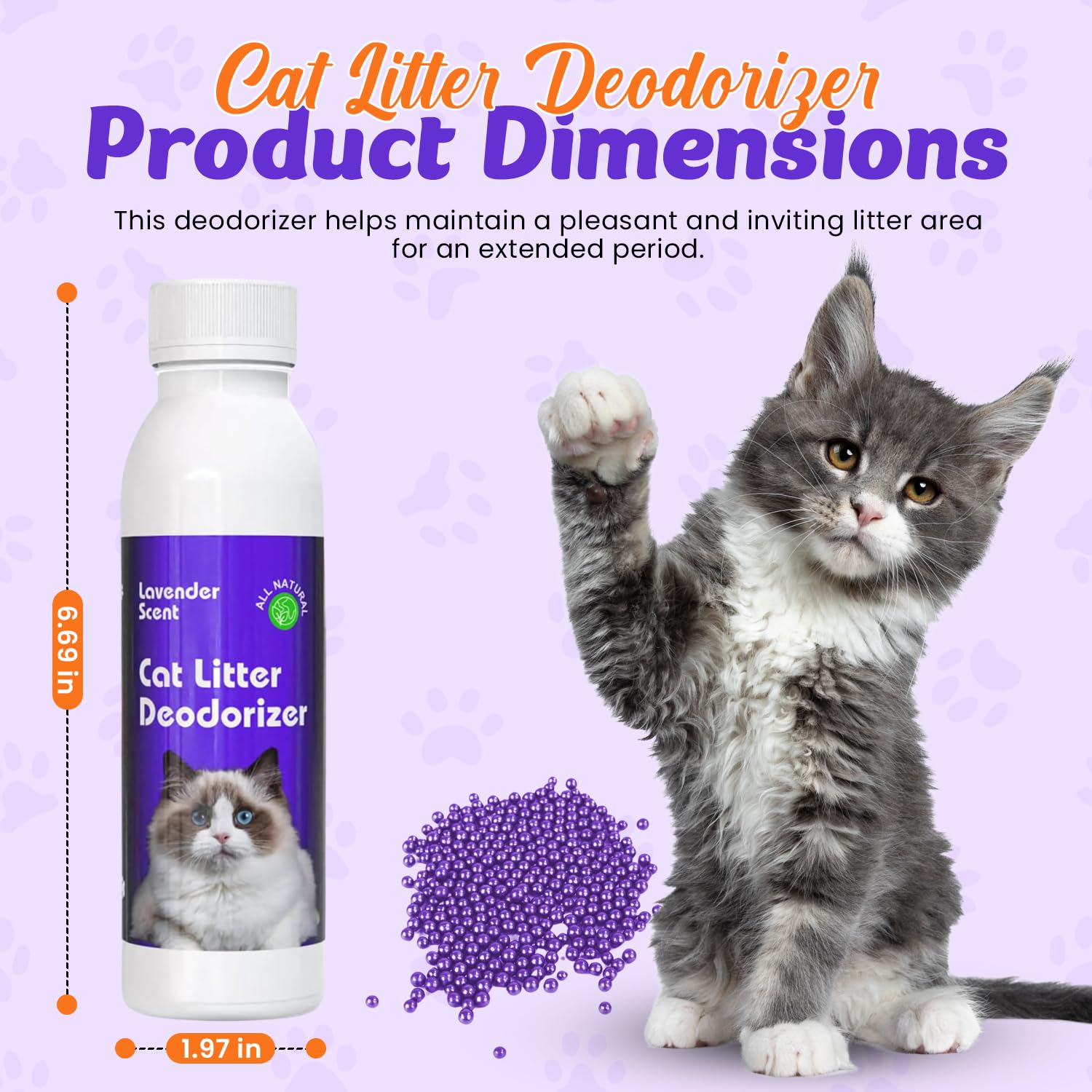 Cat Litter Deodorizer Lavender Scent - Natural Cat Odor Eliminator With Activated Carbon Freshener For Litter Boxes - Soothing L